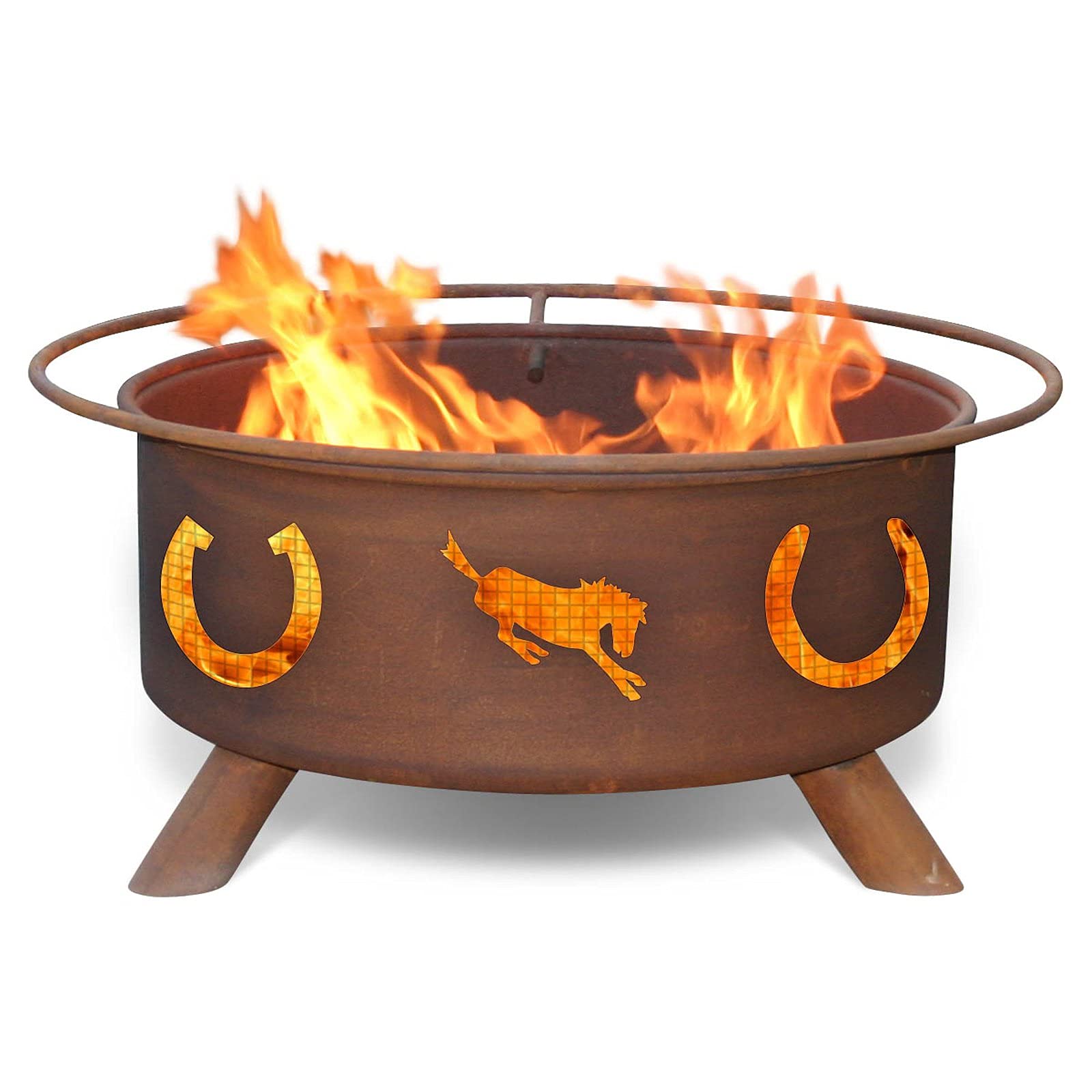 Patina Products F105 30-Inch Horseshoe Fire Pit for Outdoor Backyard, Camping & Patio - Heavy Duty Steel Fire Pit with Rustic Design for Warm Gatherings