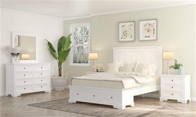 5-Piece King Bedroom Set with Dresser & Mirror - White | Modern Bedroom Furniture for Master Suite & Guest Room Decor