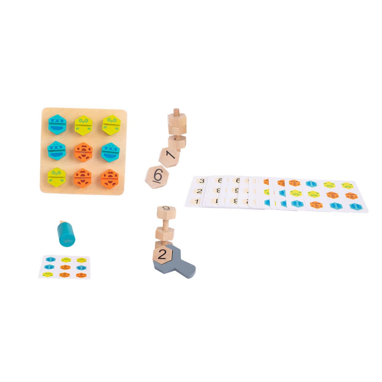 Wooden Screw Shape Matching & Color Sorting Toy Set - Educational Construction Building Blocks for Kids - Perfect for Preschool Learning, Fine Motor Skills Development & Montessori Classroom Activities