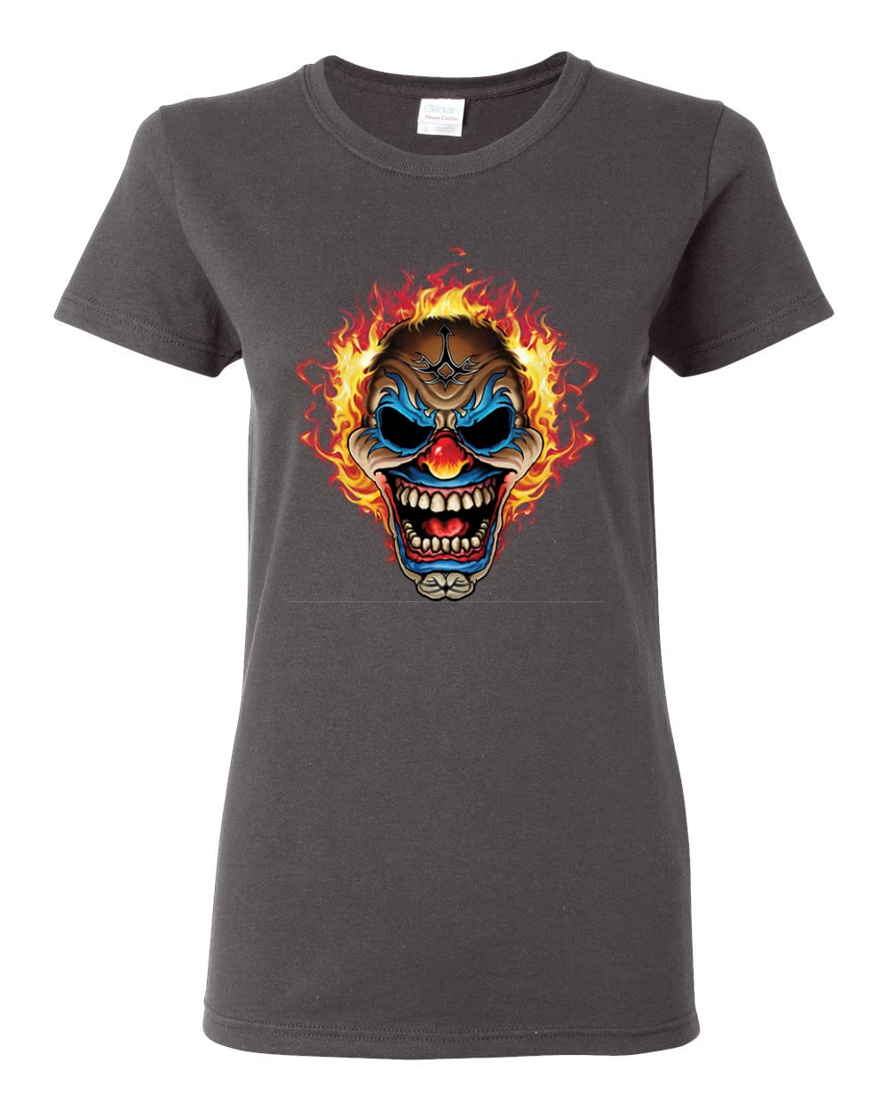 Wild Bobby Flaming Laughing Fierce Clown Cars & Trucks Women's Graphic T-Shirt | Funny Vintage Tee for Parties, Halloween & Casual Wear