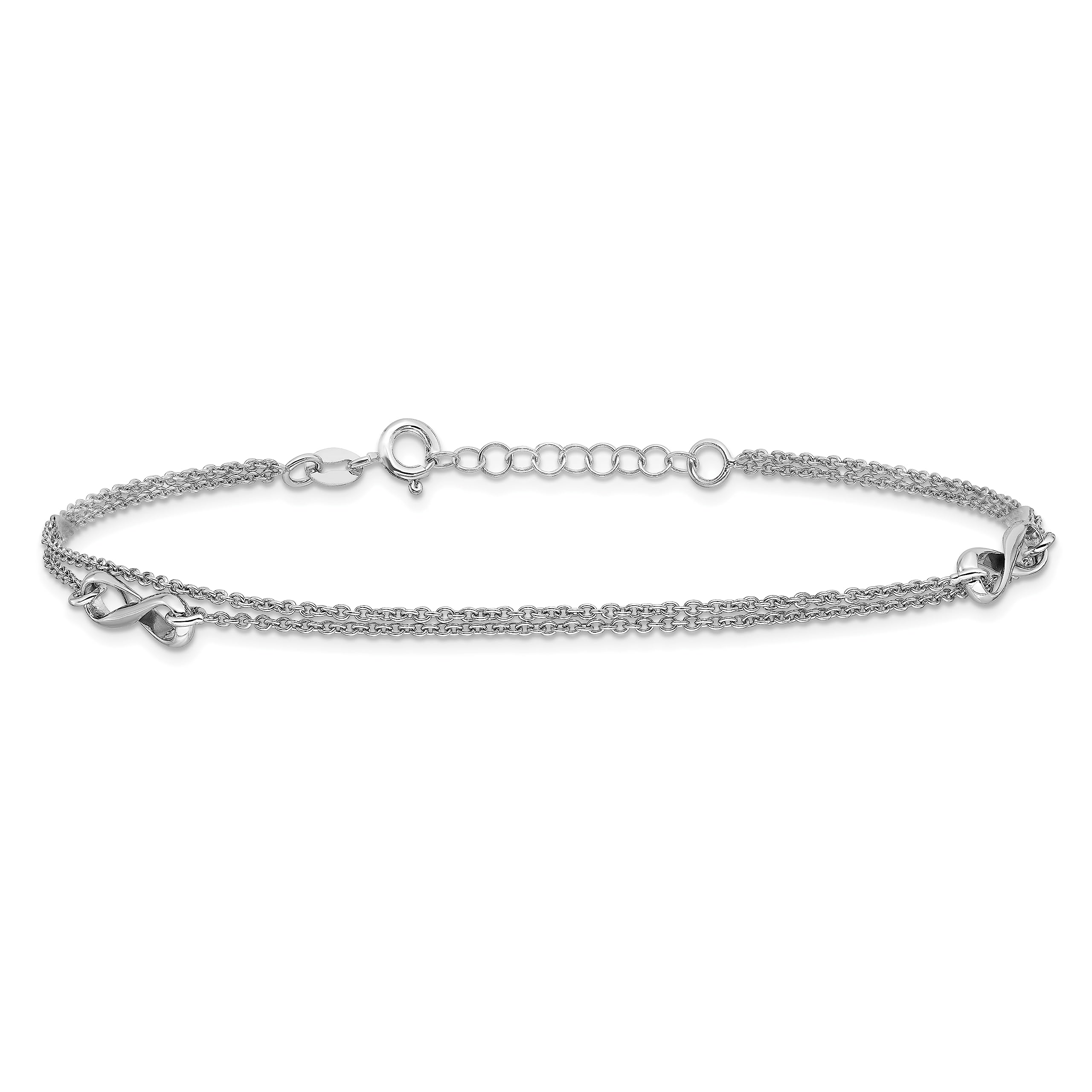 IceCarats 925 Sterling Silver Infinity Twisted Love Knot Anklet - 2 Strand 9 Inch Adjustable Foot Bracelet for Women, Perfect for Summer Beach & Boho Fashion Accessories