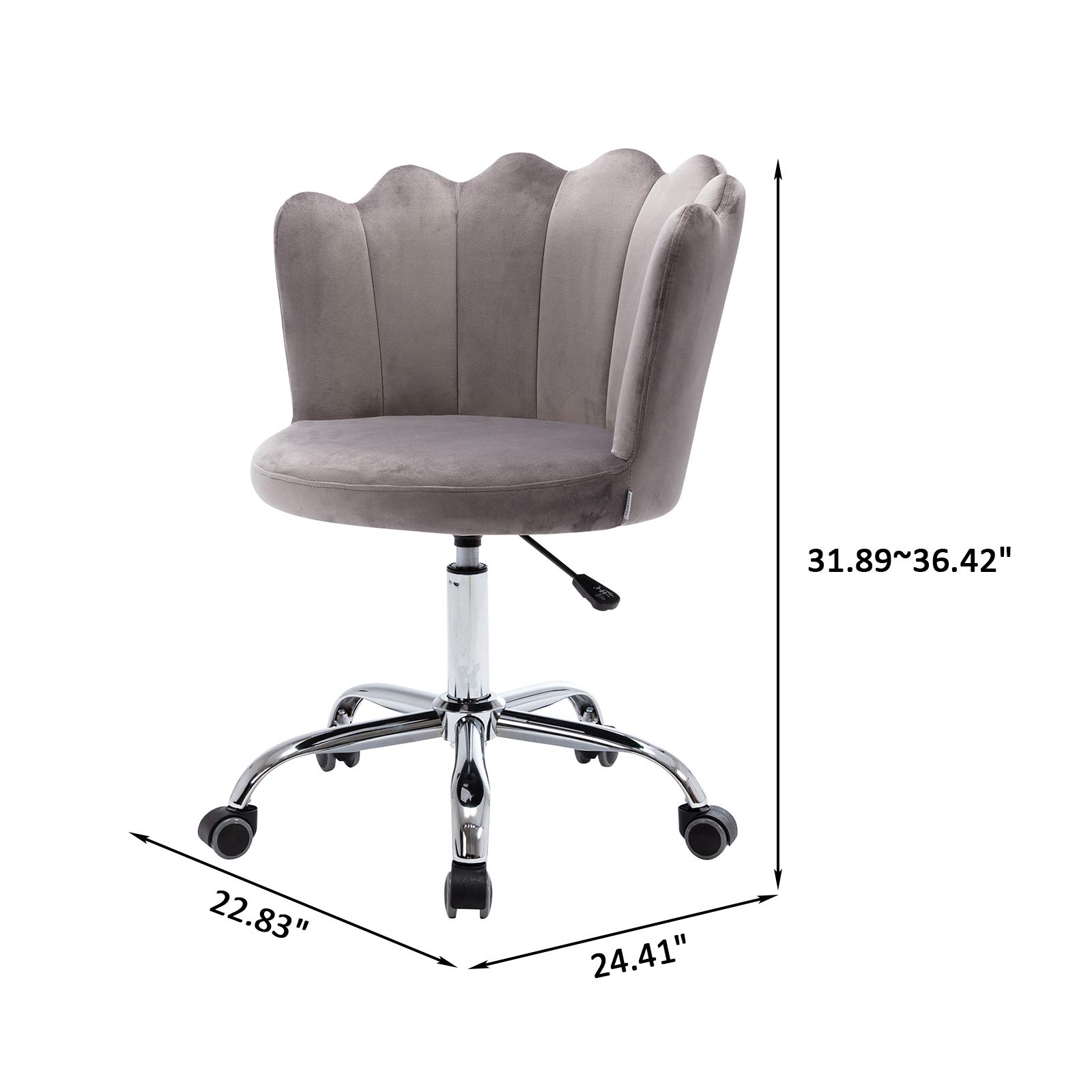 Modern Velvet Swivel Chair - Mid Century Upholstered Accent Chair with Adjustable Height, Velvet Desk Chair & Vanity Stool for Living Room, Bedroom, Home Office - Comfortable Leisure Armchair (Gray) | Perfect for Reading Nooks, Makeup Vanities & Small Space Decor
