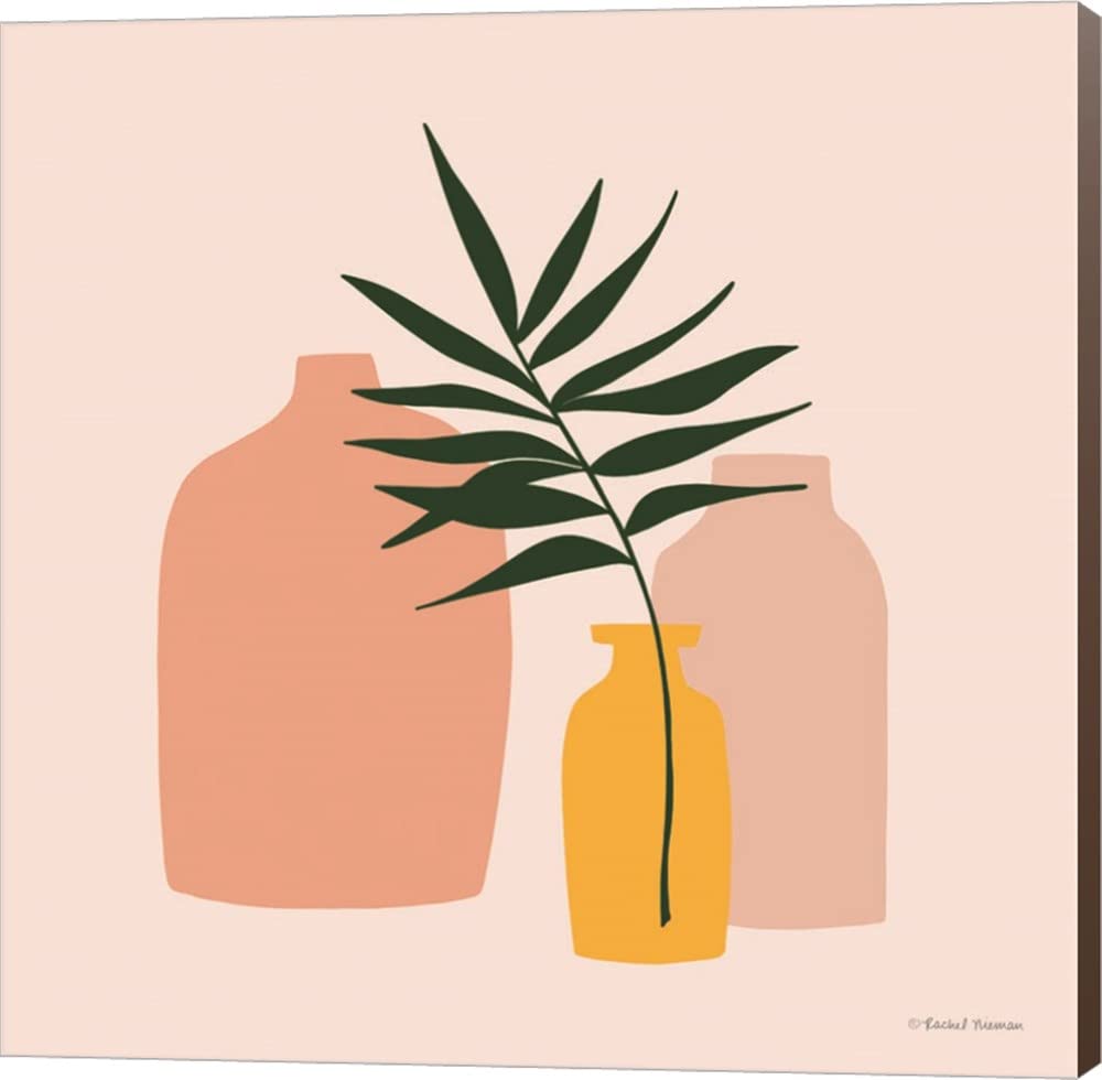 Rachel Nieman Modern Graphic Vases Canvas Wall Art - 24x24 Inch Museum Wrapped Painting with Nutmeg Sides - Perfect for Living Room, Bedroom & Office Decor