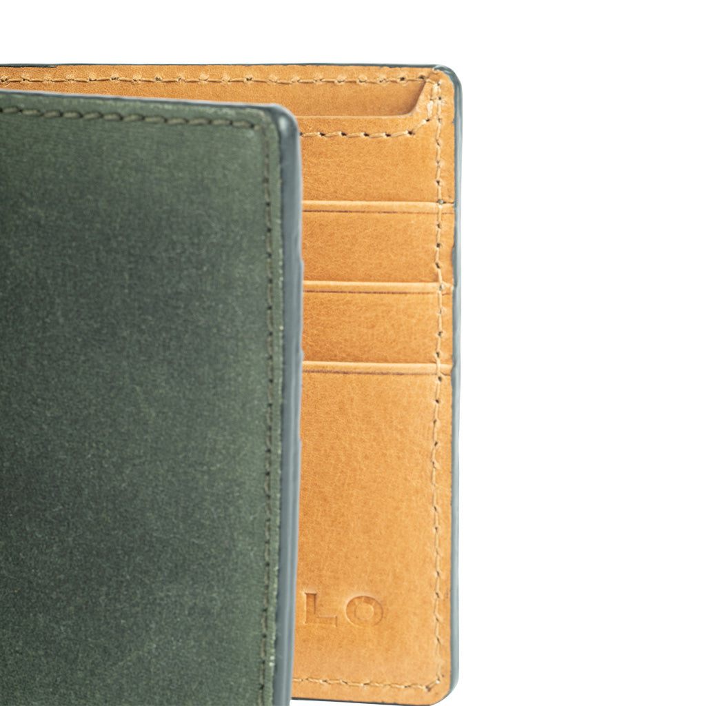 Premium Camden Bi-Fold Waxed Leather Wallet for Men - Slim RFID Blocking Minimalist Design - Perfect for Everyday Carry & Travel