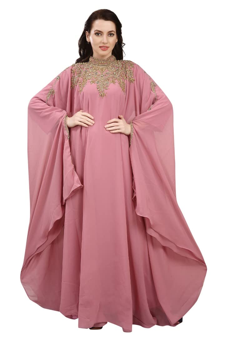 Elegant Women's Kaftan Farasha Long Maxi Dress with Long Sleeves – Ethnic, Bridal, Evening & Party Wear – Includes Free Scarf | Perfect for Weddings, Beach Vacations & Special Occasions