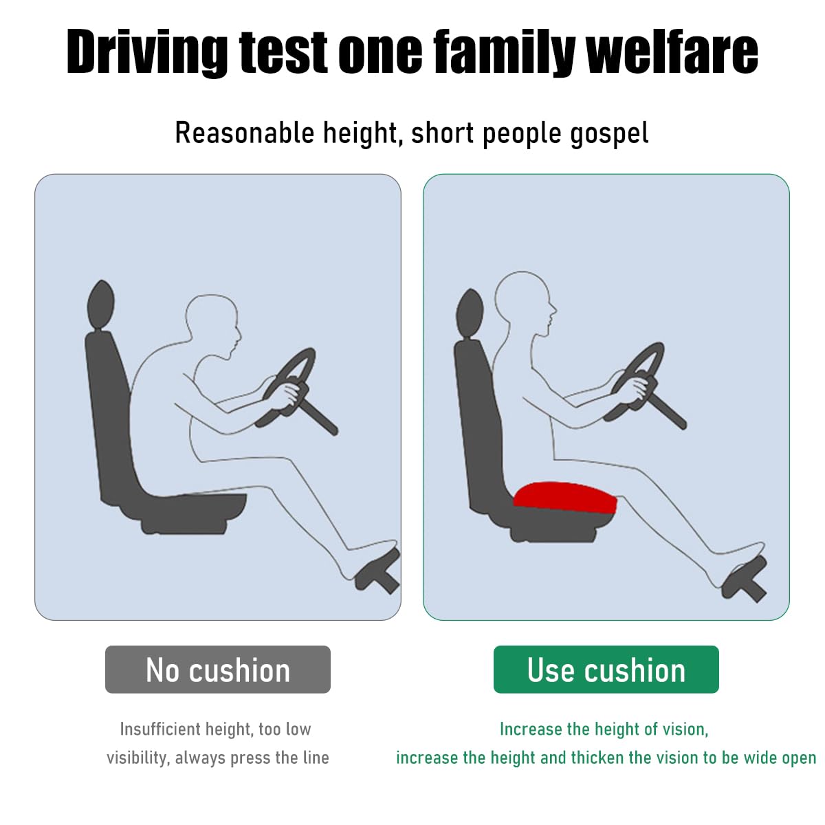 Car Booster Seat Cushion for Adults - Breathable Mesh Front Seat Pad with Height Adjustment | Universal Fit for Most Vehicles, Office Chairs & Home Use | Comfortable Driving & Posture Support (Black & Gray)