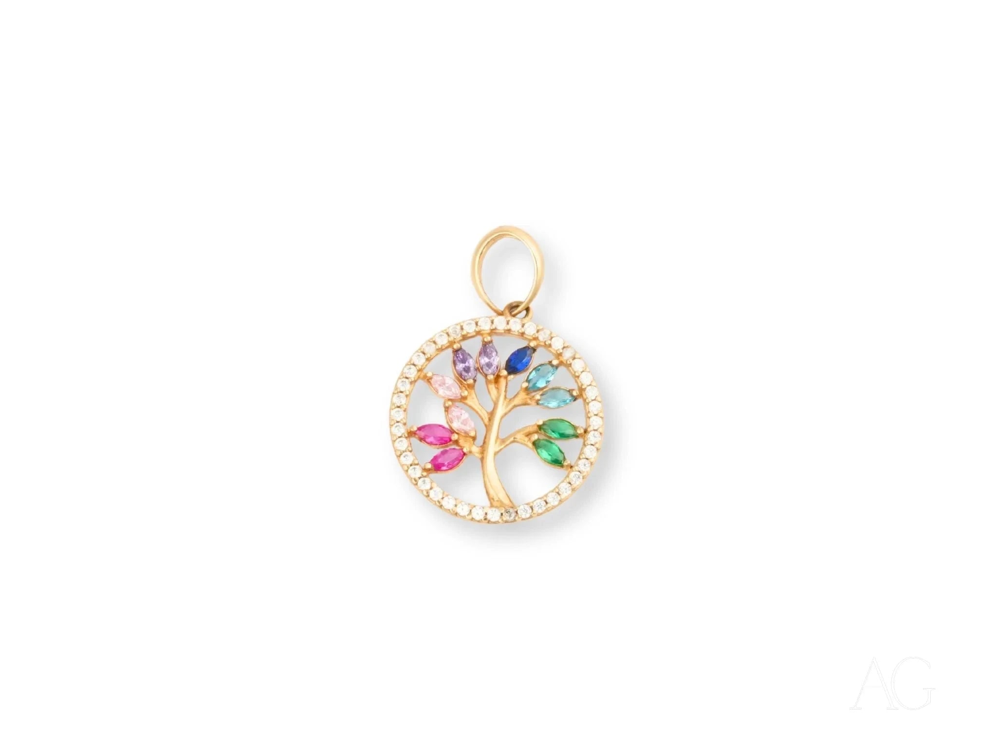 Radiant Life: Colorful CZ Tree of Life Pendant Necklace - Perfect for Boho Fashion, Spiritual Jewelry & Gift Giving