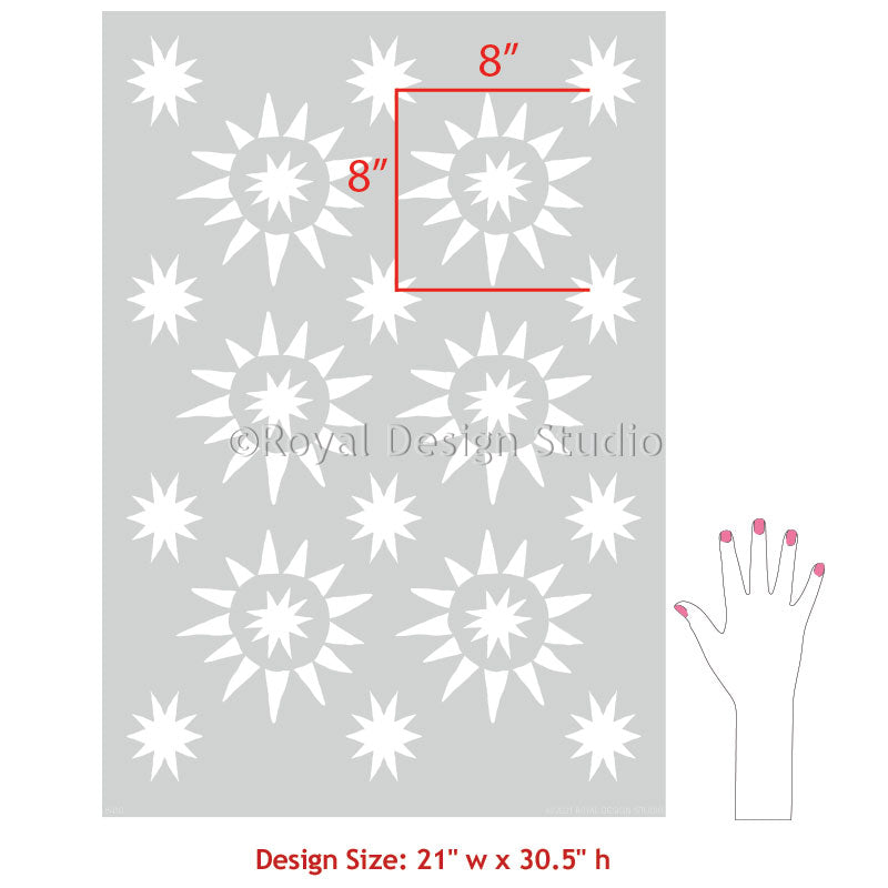Starburst Tile Allover Stencil - Reusable DIY Wall & Floor Stencil for Home Decor, Bathroom, Kitchen Backsplash - Perfect for Painting Patterns on Tile, Wood, Concrete