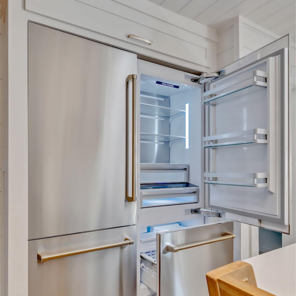 ZLINE 60 Inch 32.2 Cu. Ft. French Door Built-In Bottom Freezer Refrigerator with Water Dispenser & Ice Maker - Stainless Steel (RBIV 304 60) - Perfect for Modern Kitchens & Open Concept Homes