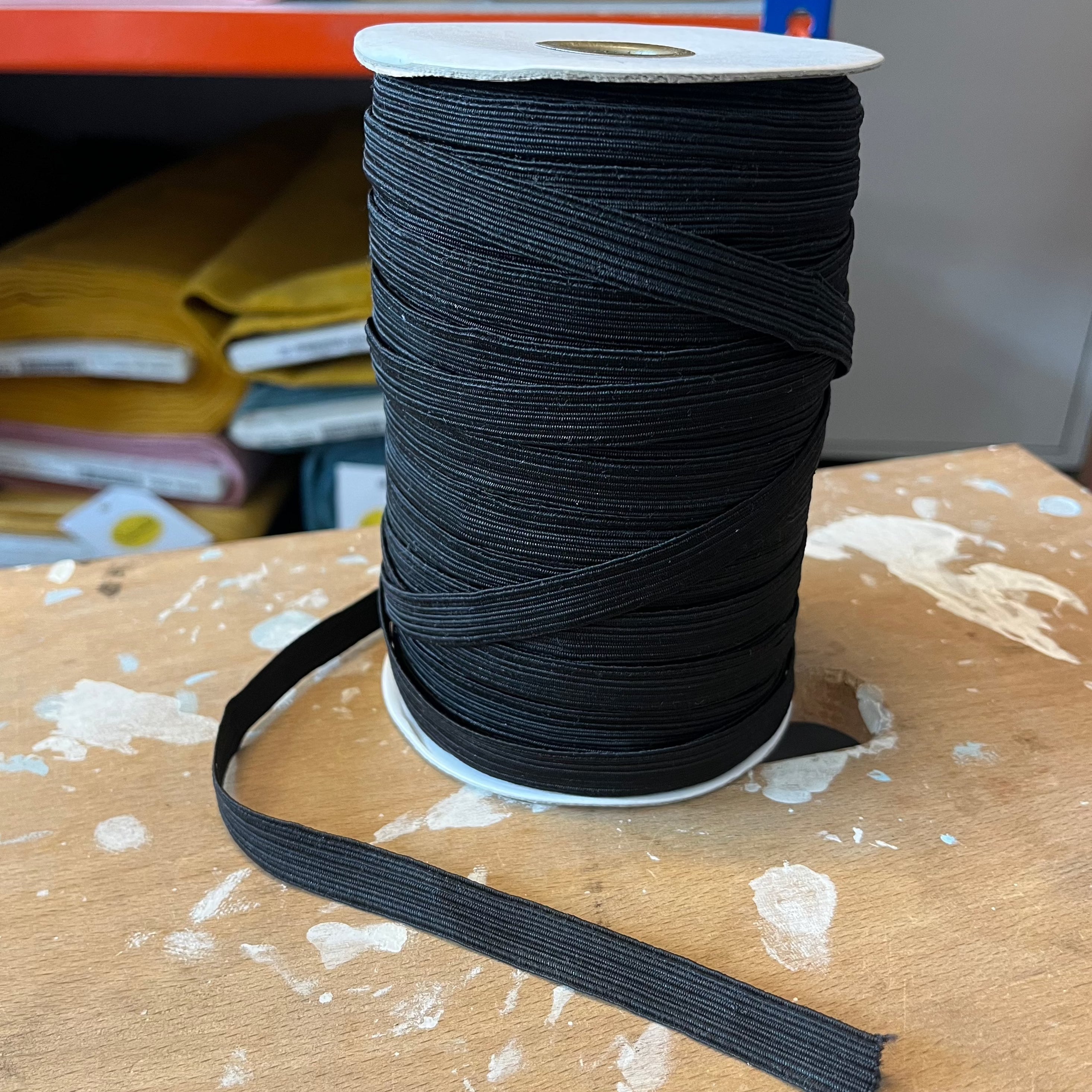 12mm Black Elastic Tape - High Stretch Fabric Band for Sewing, Crafting & DIY Projects - Perfect for Waistbands, Headbands & Costume Making