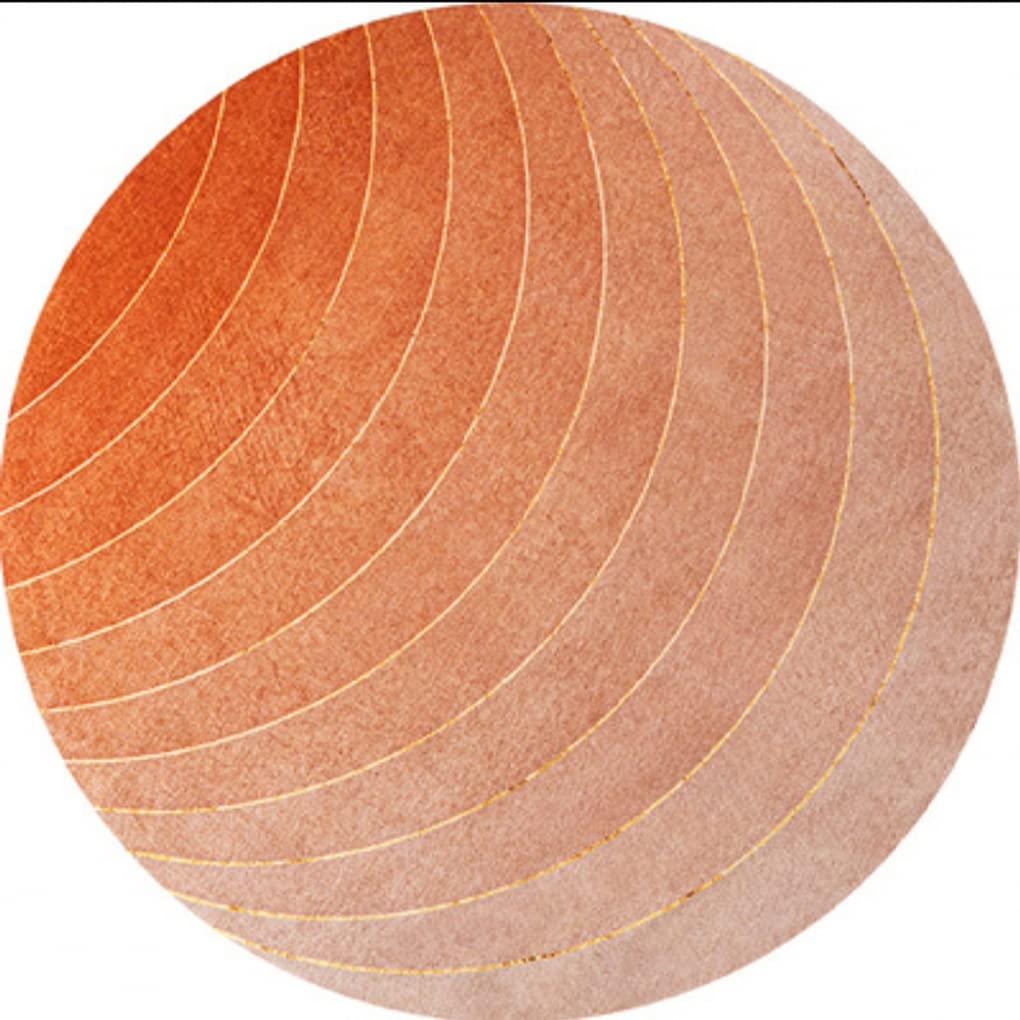 Orange Gold Round Area Rugs - Modern Abstract Striped Faux Wool Shag Plush Circle Carpet for Living Room, Bedroom, Kitchen & Playroom | Soft Large 7ft Rug for Beside Bed, Sofa & Chair | Perfect for Cozy Home Decor & Kids Play Area