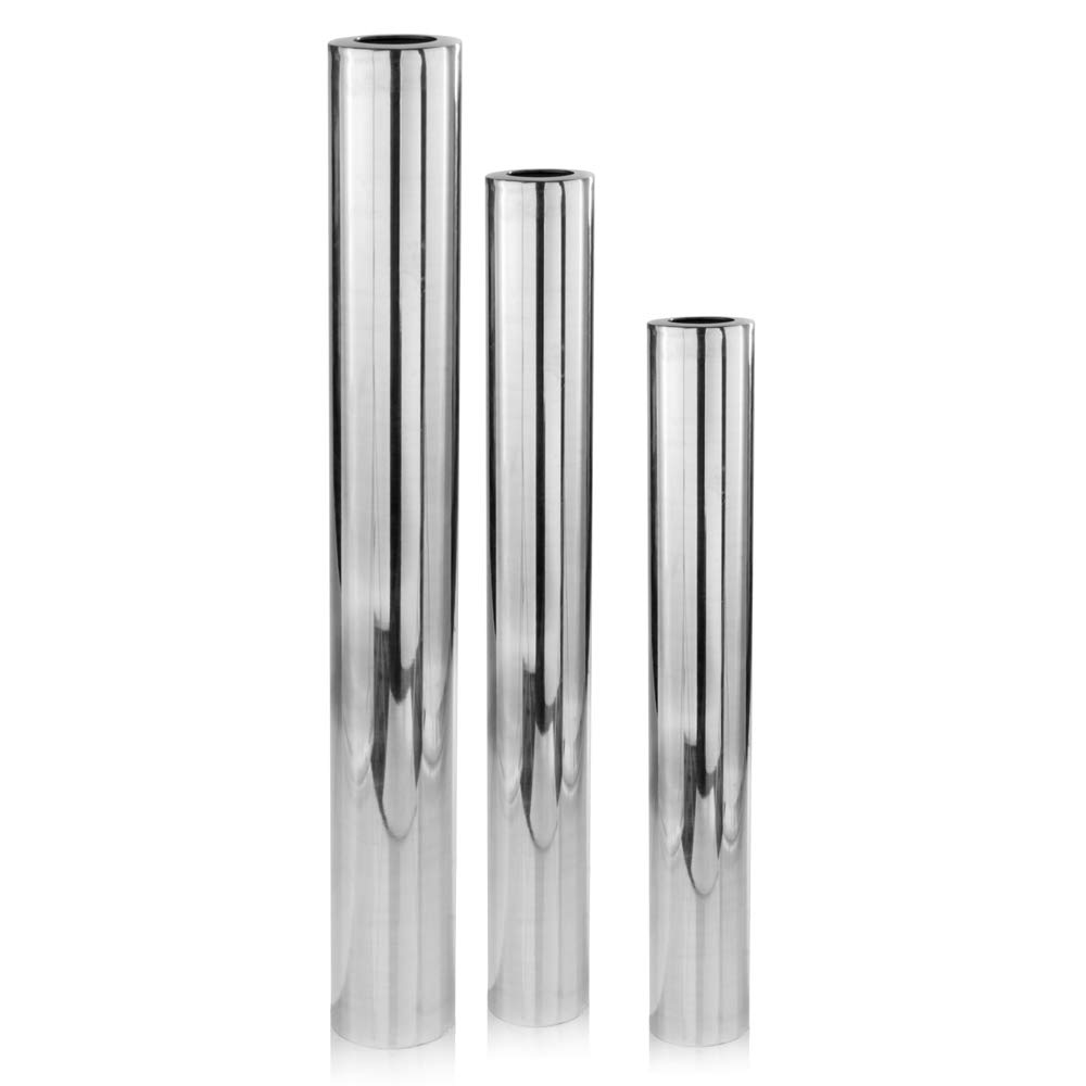 HomeRoots Large Aluminum Buffed Cylinder Tall Floor Vase - Modern Home Decor for Living Room, Entryway & Office