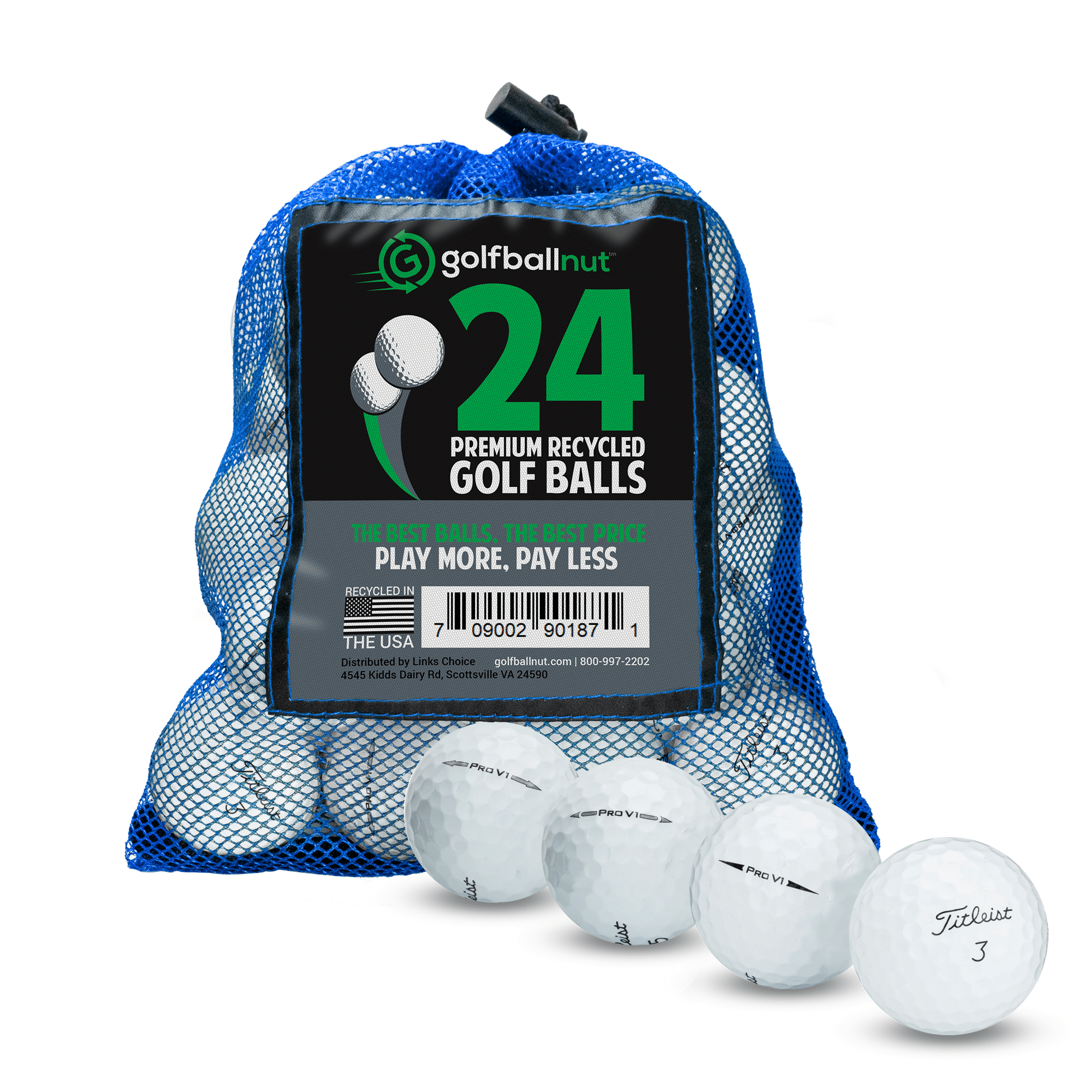 Premium Used Titleist Pro V1 Golf Balls - 12/24/36 Pack Practice Golf Balls with Durable Mesh Bag | High Performance Recycled Golf Balls for Driving Range, Practice & Casual Play