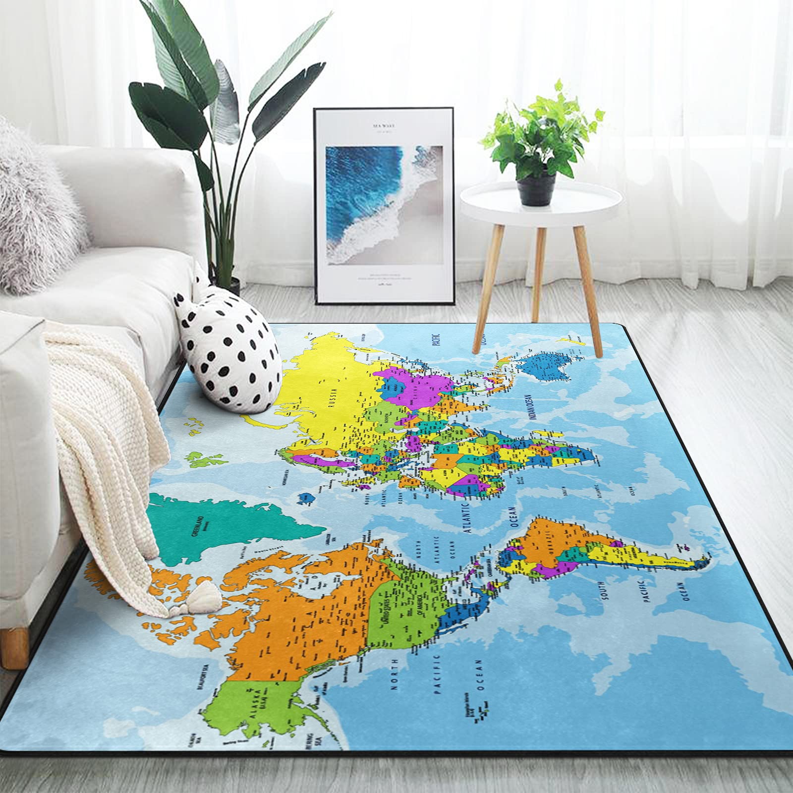 ALAZA Colorful World Map Area Rug - 5'3