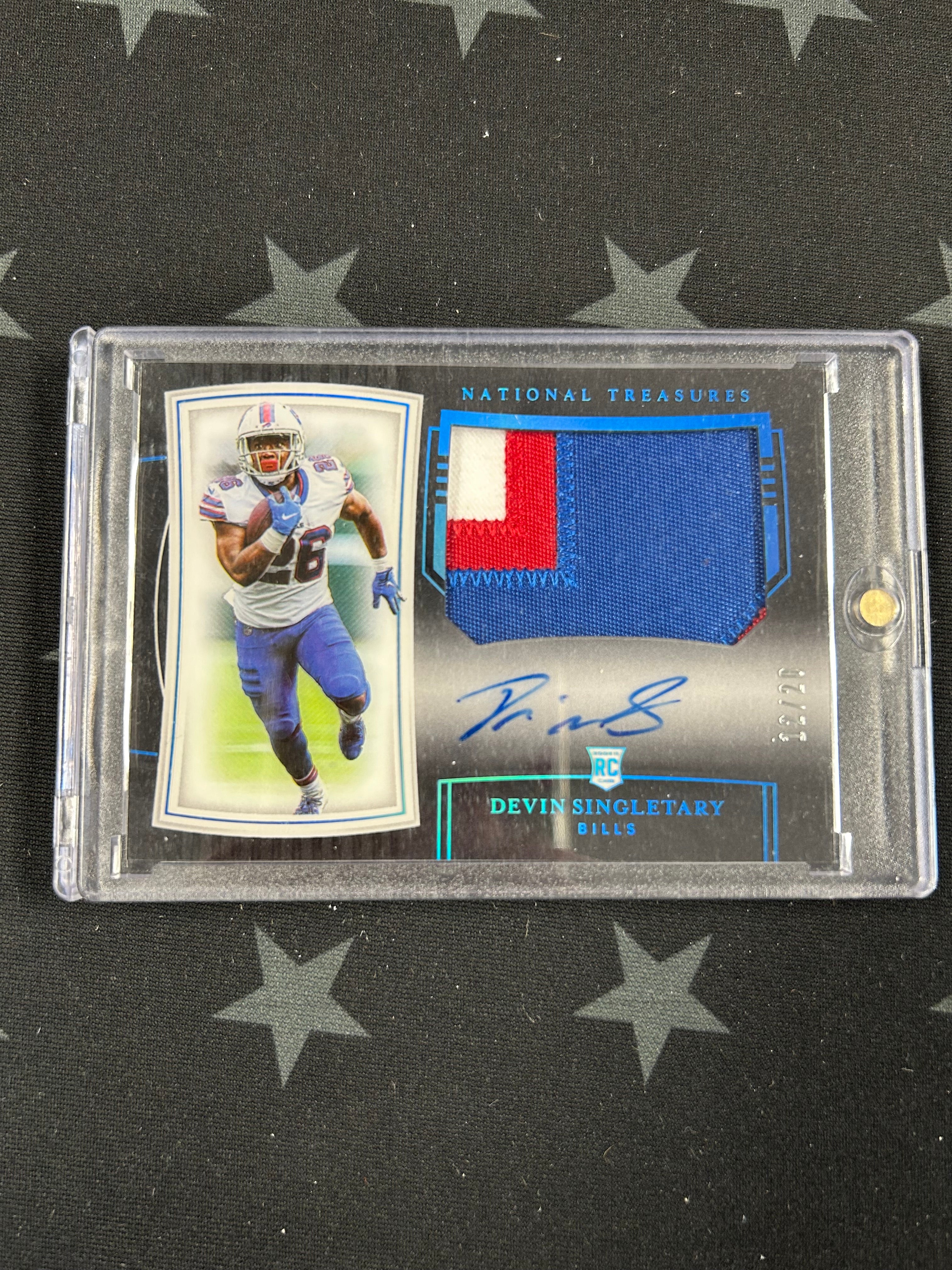 2019 Panini National Treasures Football Midnight Devin Singletary Rookie Patch Auto #197 /20 - Rare Collectible for NFL Fans & Sports Memorabilia Enthusiasts - Perfect for Display, Investment, and Gifting