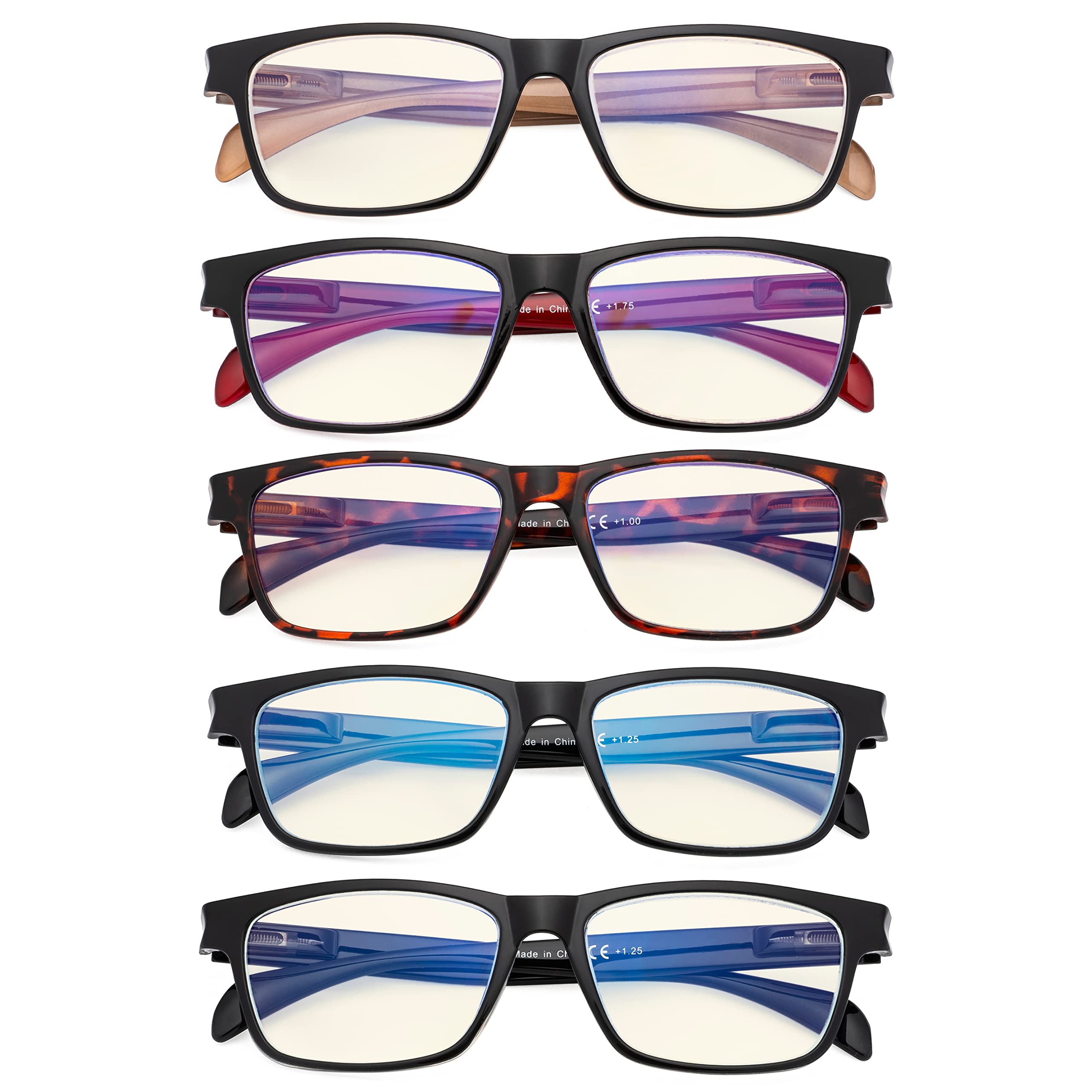 Blue Light Blocking Reading Glasses Multipack for Women & Men - Anti-Eyestrain Computer Glasses with Tinted Lenses for Office, Gaming & Digital Screen Use