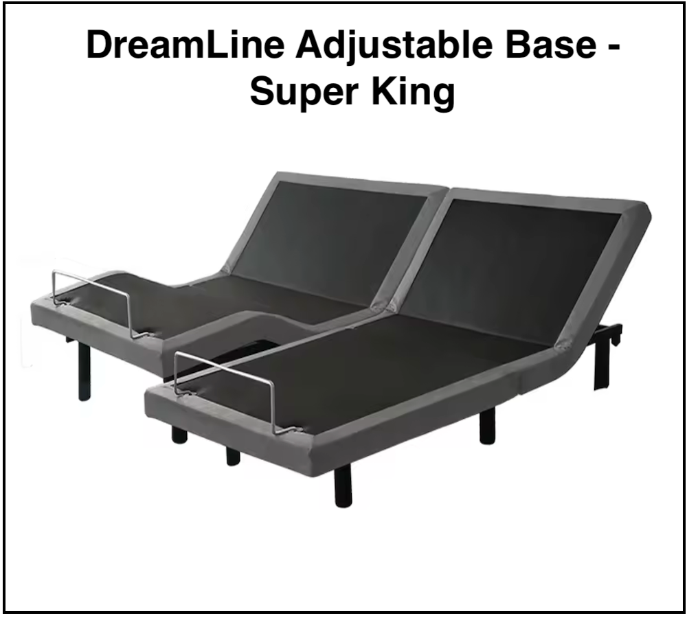 DreamLine Adjustable Bed Base with Remote - Queen Size Adjustable Bed Frame for Back Pain Relief - Perfect for Reading, Watching TV & Zero Gravity Sleeping Position