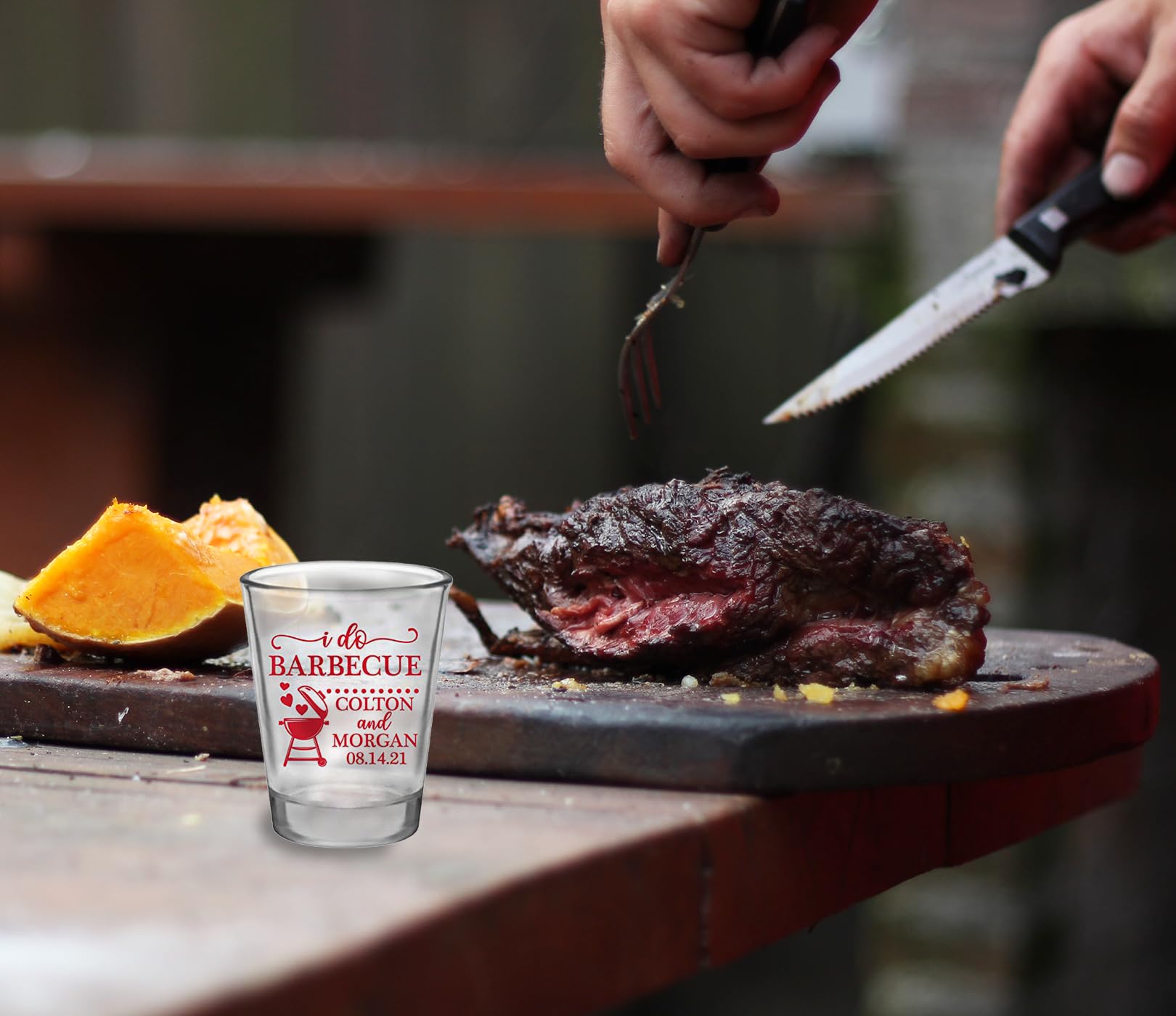 Personalized BBQ Wedding Favors & Custom Shot Glasses – Bulk Wedding Party Favors for BBQ Themed Weddings, Rehearsal Dinners & Outdoor Celebrations