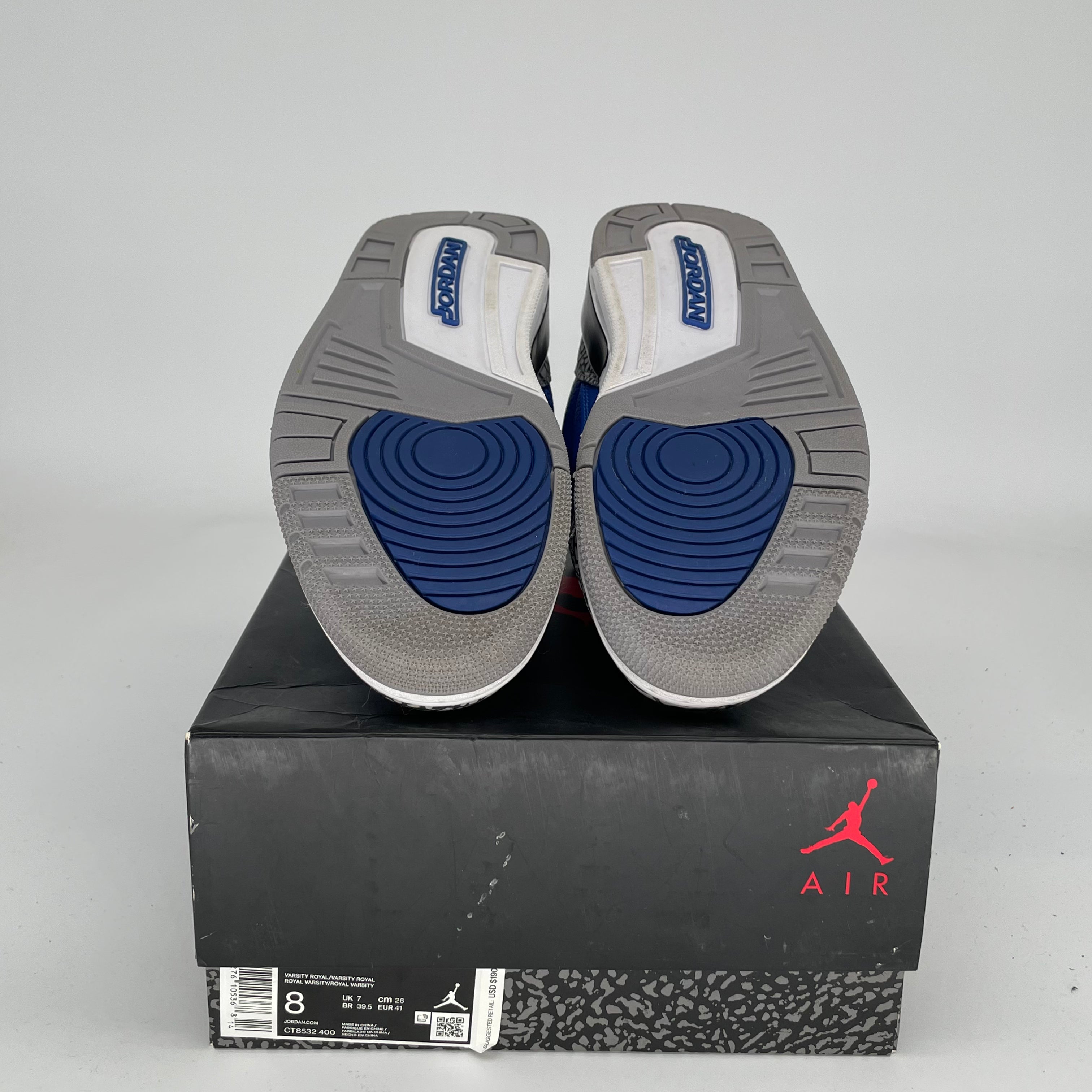 AIR JORDAN 3 VARSITY ROYAL CEMENT Men's Basketball Shoes - Size 8 (CT8532-400) | Retro Sneakers for Streetwear & Casual Fashion | Perfect for Basketball, Gym & Everyday Wear