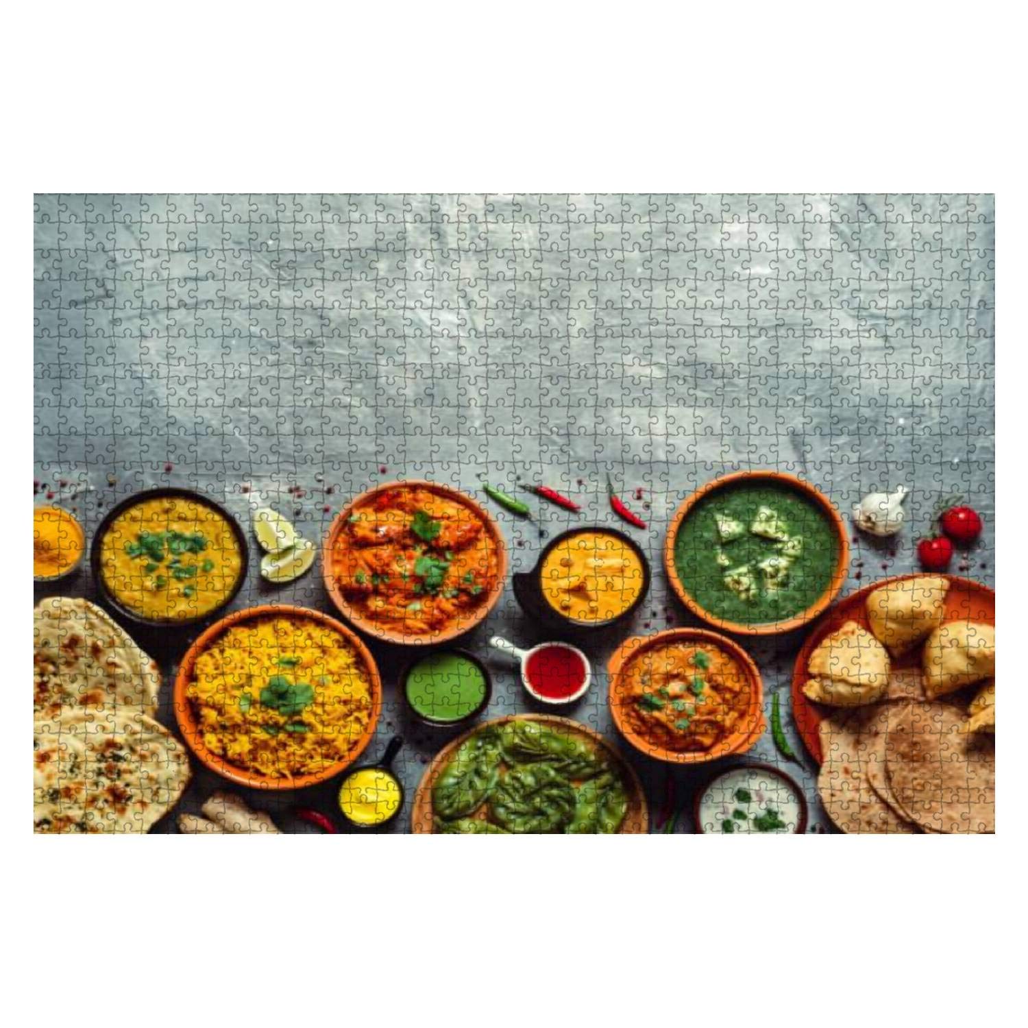 1000 Piece Wooden Jigsaw Puzzle - Indian Cuisine & Food Theme - Educational & Stress Relief Game for Kids & Adults - Perfect for Family Game Night & Classroom Activities