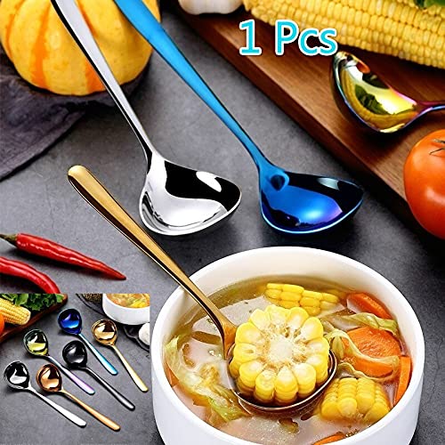 1 Pcs 304 Stainless Steel Soup Spoon - Durable Kitchen Cooking Spoon for Family Dining, Restaurant & Outdoor Picnics