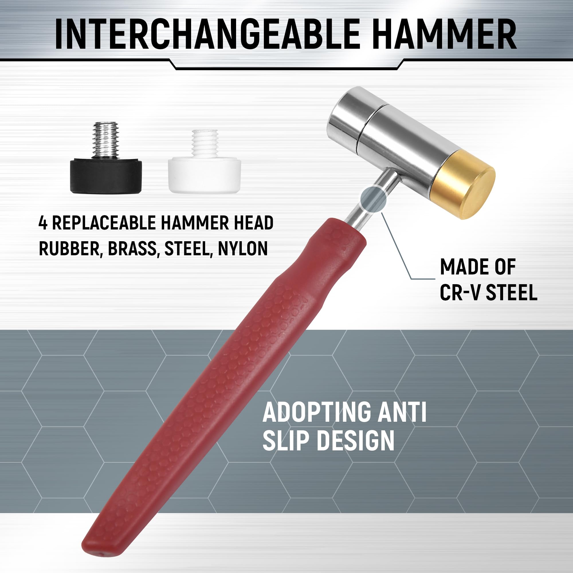 High-Quality Steel Roll Pin Punch Set - Durable Mechanical Repair Tool with Replaceable Face Hammer & Bench Block | Perfect for Automotive, Gunsmithing & Metalworking Projects