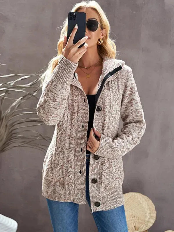 Cozy Casual Hooded Cardigan Sweater for Women - Soft Fleece Long Sleeve Open Front Jacket | Perfect for Fall, Winter, Lounge Wear & Outdoor Activities