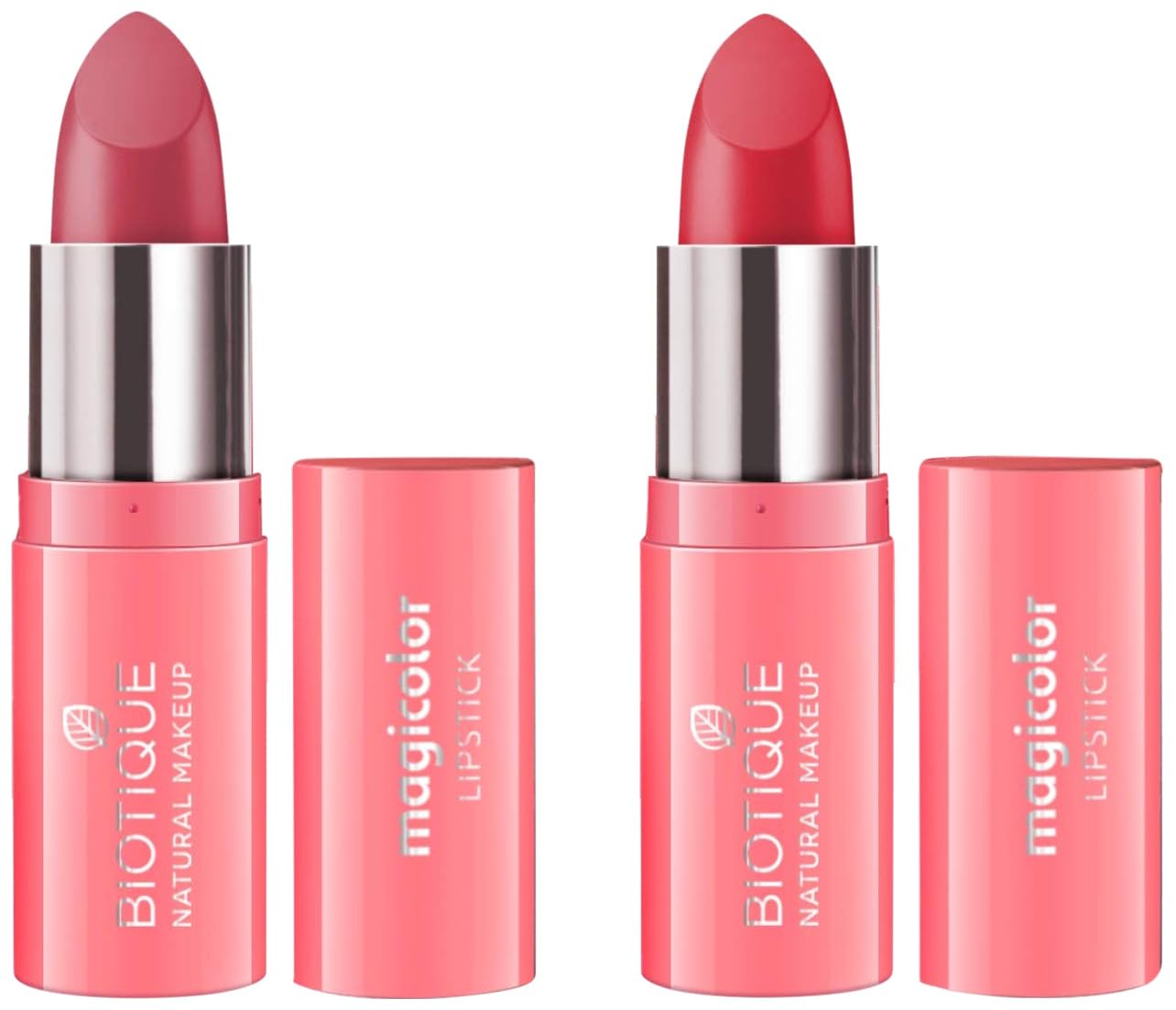Biotique Natural Magicolor Lipstick - Barely There & Twinkle Pink, 4g | Organic, Long-Lasting, Cruelty-Free Lip Color | Perfect for Everyday Wear, Date Night & Special Occasions