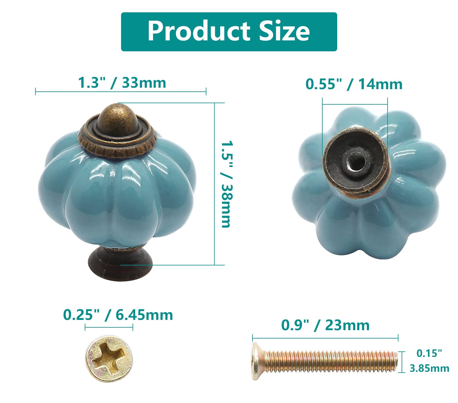 4pcs Vintage Celadon Pumpkin Cabinet Knobs - Ceramic Drawer Pulls & Door Handles with Mounting Screws for Kitchen, Bathroom & Furniture Upgrade
