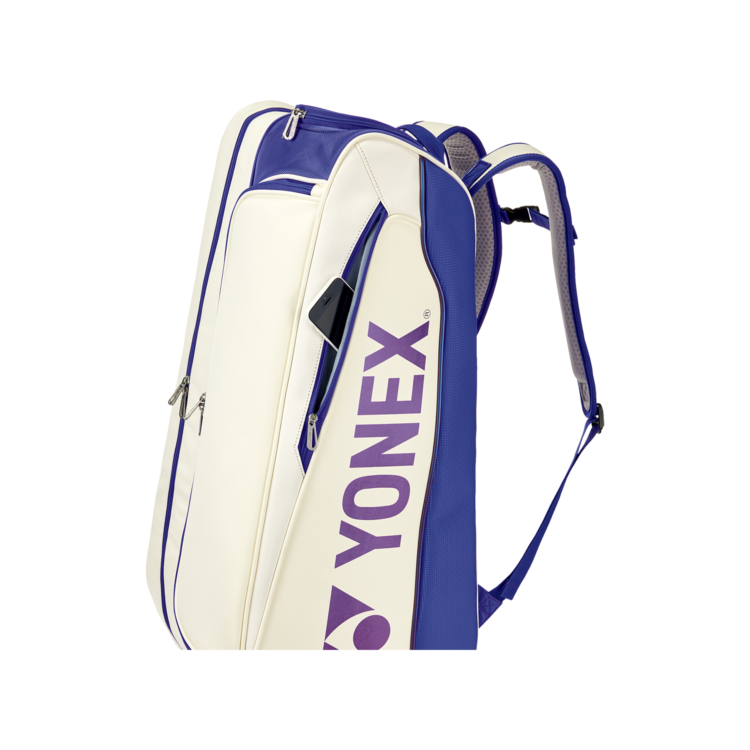 Yonex Expert Badminton Racket Bag 6-Piece Set (White/Deep Blue) - Perfect for Tennis, Squash & Badminton Players | Durable Sports Equipment Storage for Tournaments & Training