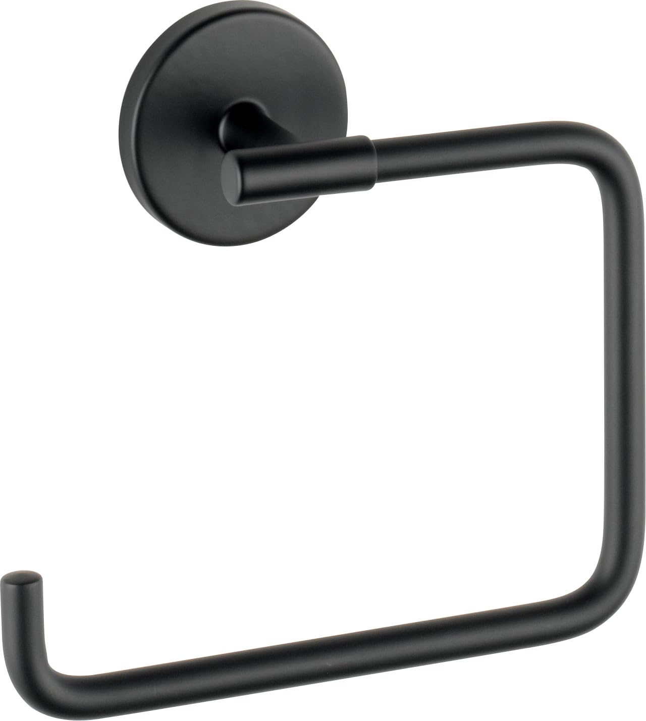 Delta Trinsic 1-Pack Matte Black Square Hand Towel Holder - Wall Mounted Bathroom & Kitchen Towel Ring Rack for Bath Towels - Perfect for Modern Homes, Guest Bathrooms & Spa-Style Decor (759460-BL)