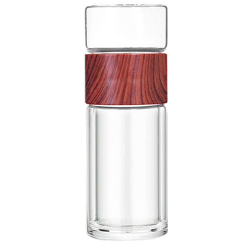 Hemoton Double Wall Tea Bottle with Infuser - Leakproof Travel Mug for Hot/Cold Drinks