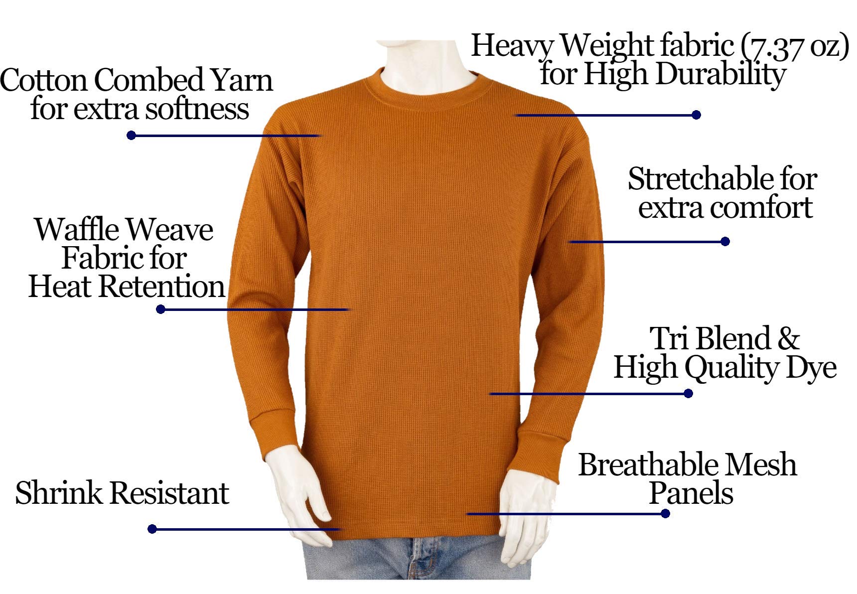 Men's Heavyweight Thermal Shirt for Big & Tall - Warm Winter Base Layer for Outdoor Activities, Hunting, and Cold Weather Work
