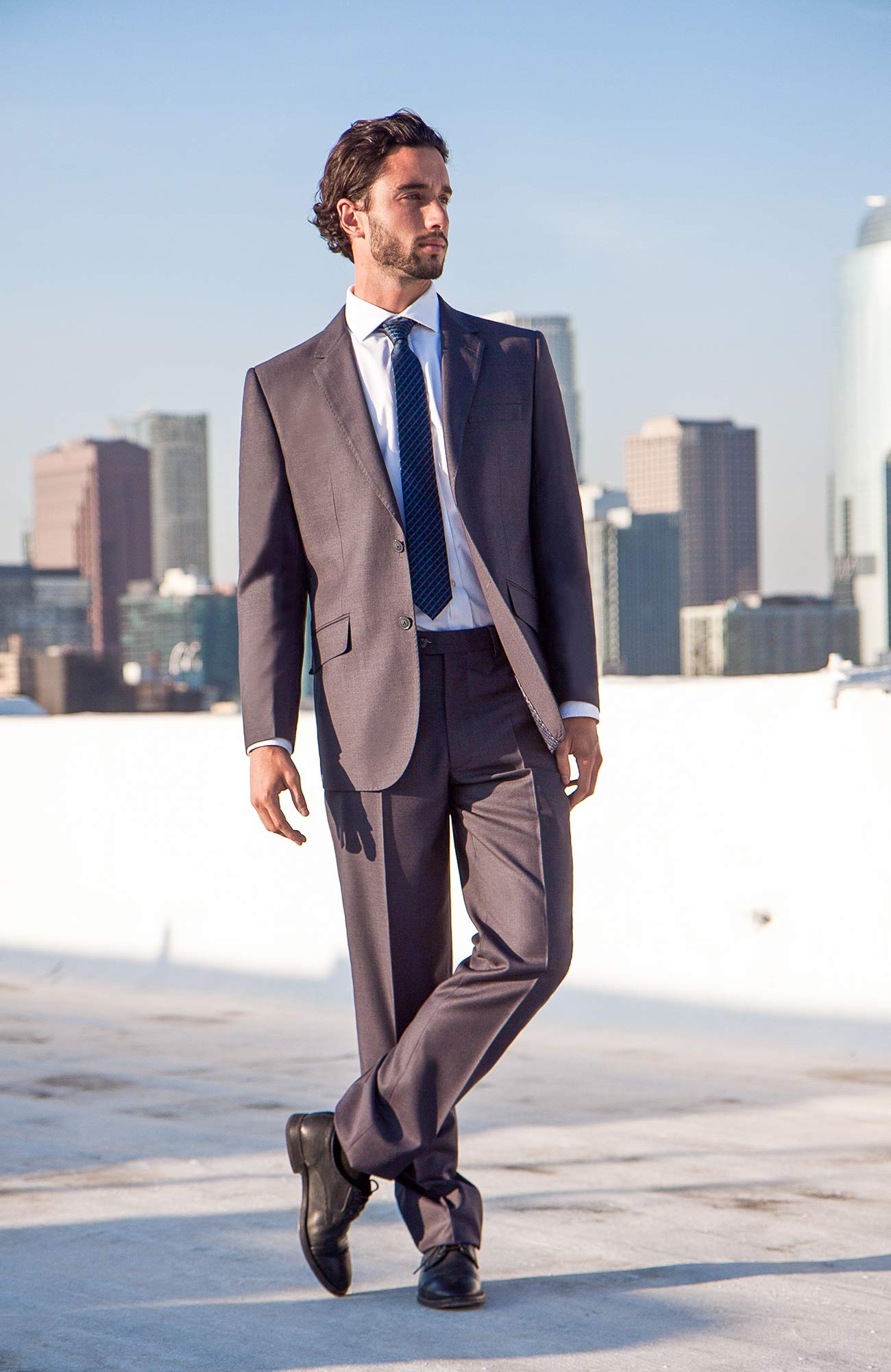 Men's Modern Fit 2-Piece Italian Wool Suit - Slim Fit Blazer & Dress Pants for Business, Wedding & Formal Events | Premium Two-Button Suit Jacket & Trousers Set