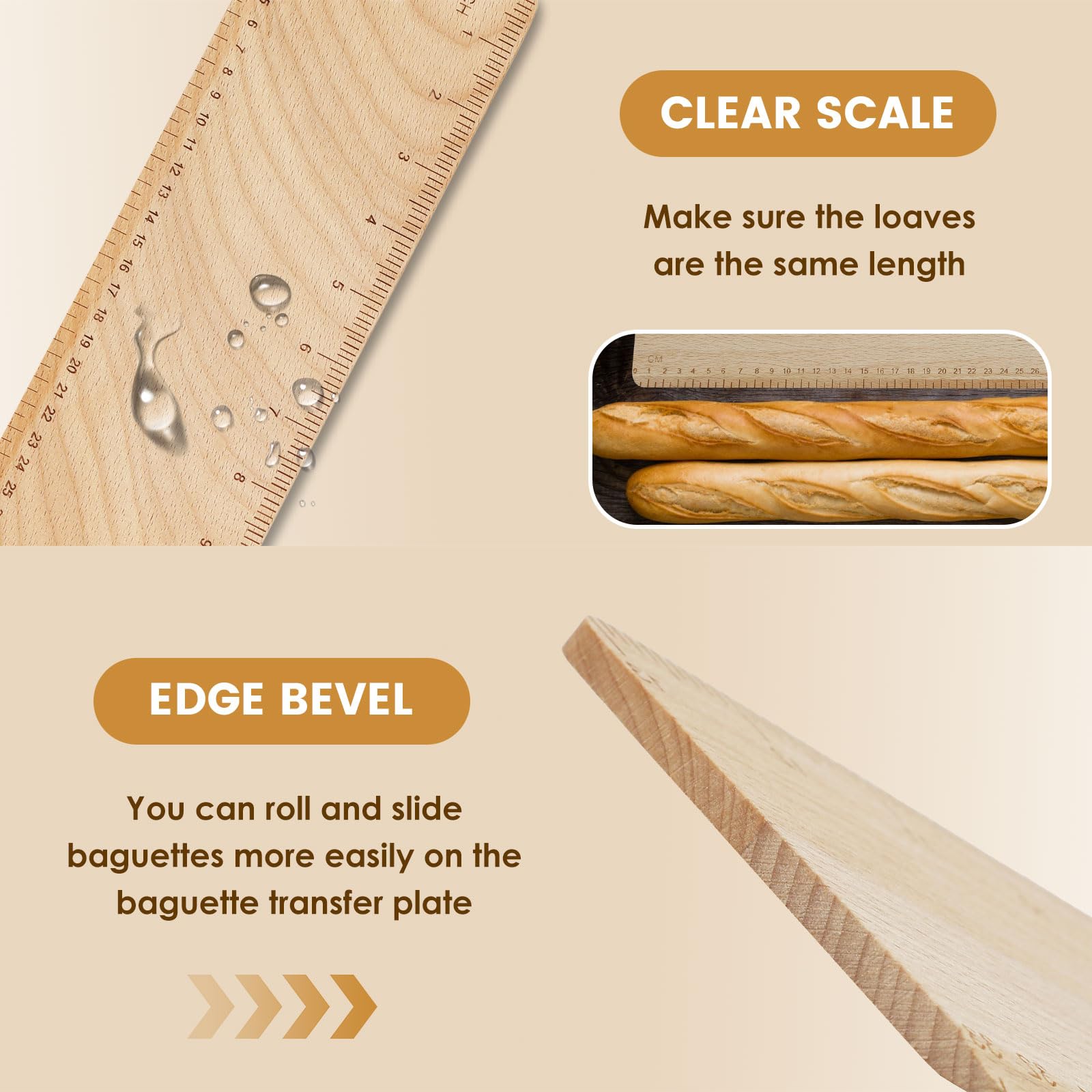 Premium Beech Wood French Bread Transfer Peel - 22.83x3.94x0.2in Rustic Baking Tool for Artisan Bread, Pizza & Pastries - Perfect for Home Bakers & Professional Kitchens
