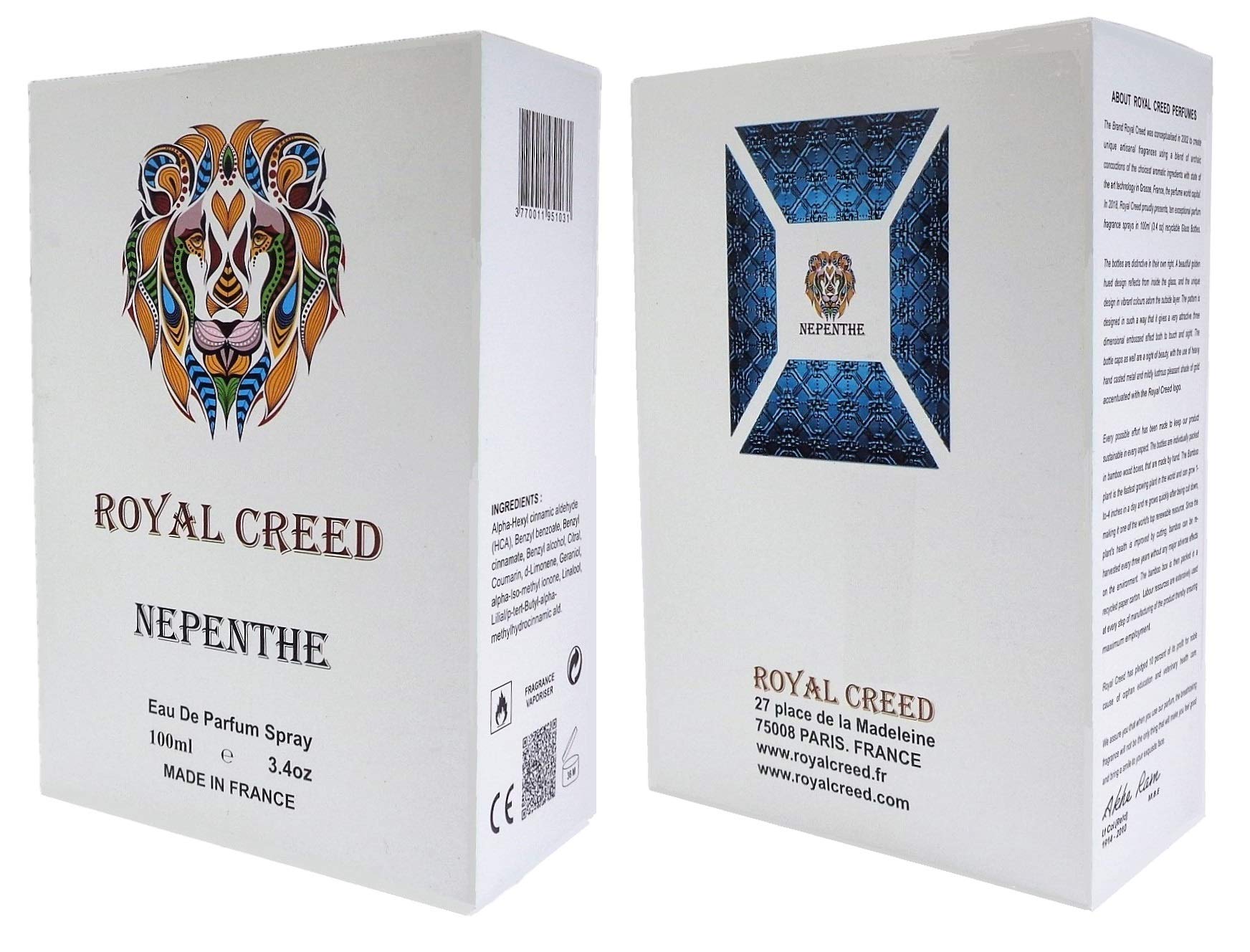 Royal Creed Nepenthe France Eau De Parfum Spray for Men & Women - 100ml (3.4 oz) Unisex Perfume | Luxury Fragrance for Date Night, Office & Special Occasions