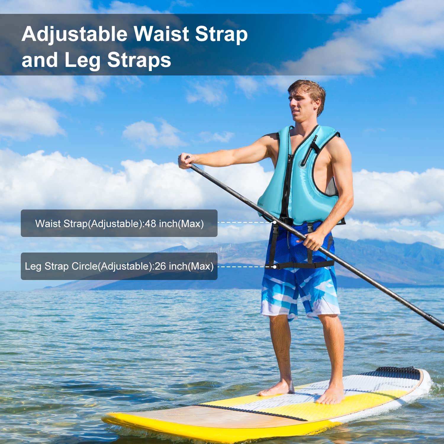 **Inflatable Snorkel Vest for Adults - Adjustable Swim Jacket for Men & Women (40-100kg) - Safety Float Vest for Snorkeling, Kayaking, Paddle Boarding, Fishing & Surfing - Perfect for Beach Vacations & Water Sports**