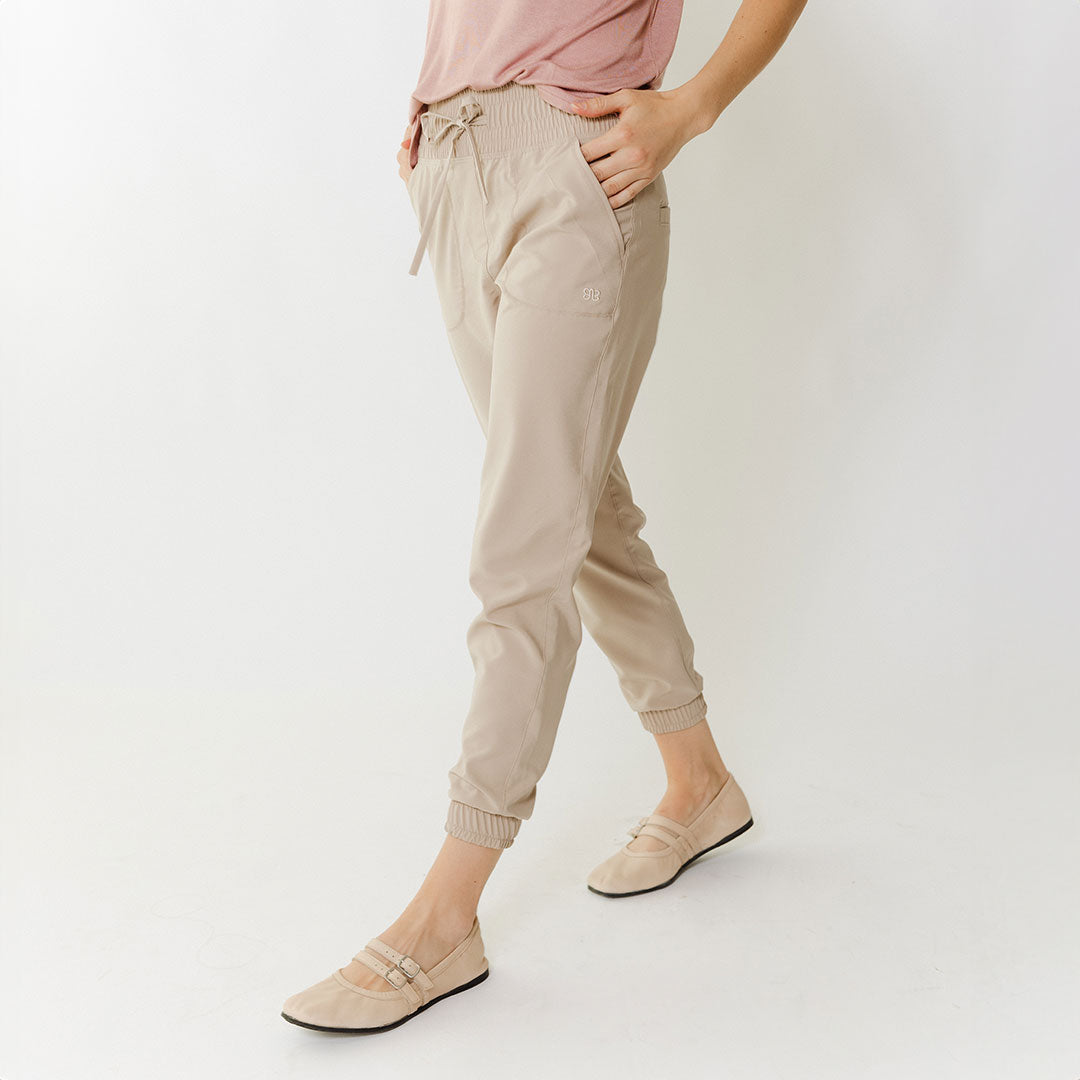 Destination Joggers for Women - Comfortable Cobblestone Color Casual Pants for Running, Yoga & Lounge Wear