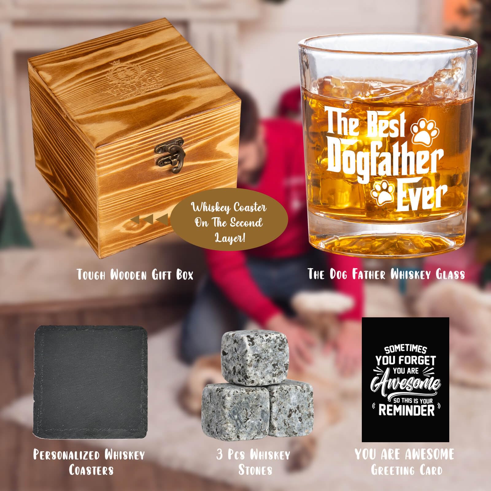 Funny Dog Dad Whiskey Glasses - Personalized Gifts for Dog Lovers, Cool Christmas Present for Men - Perfect for Father's Day, Birthday & Dog Owner Appreciation