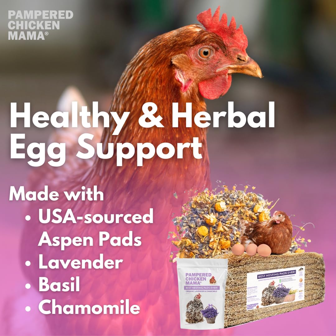 Premium Aspen Chicken Nesting Pads with Lavender & Chamomile - 5 Count | Soft Fluffy Nesting Liners, Herbal Bedding for Egg Laying, Coop Supplies - Perfect for Backyard Chickens & Poultry Comfort