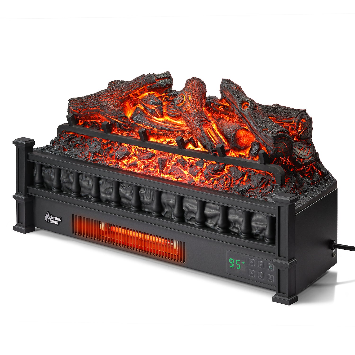 Open Box Eternal Flame EF26 LG Electric Fireplace Logs - Realistic 3D Flame Effect, Remote Control, Energy Efficient - Perfect for Living Room, Bedroom, or Office Heating & Ambiance