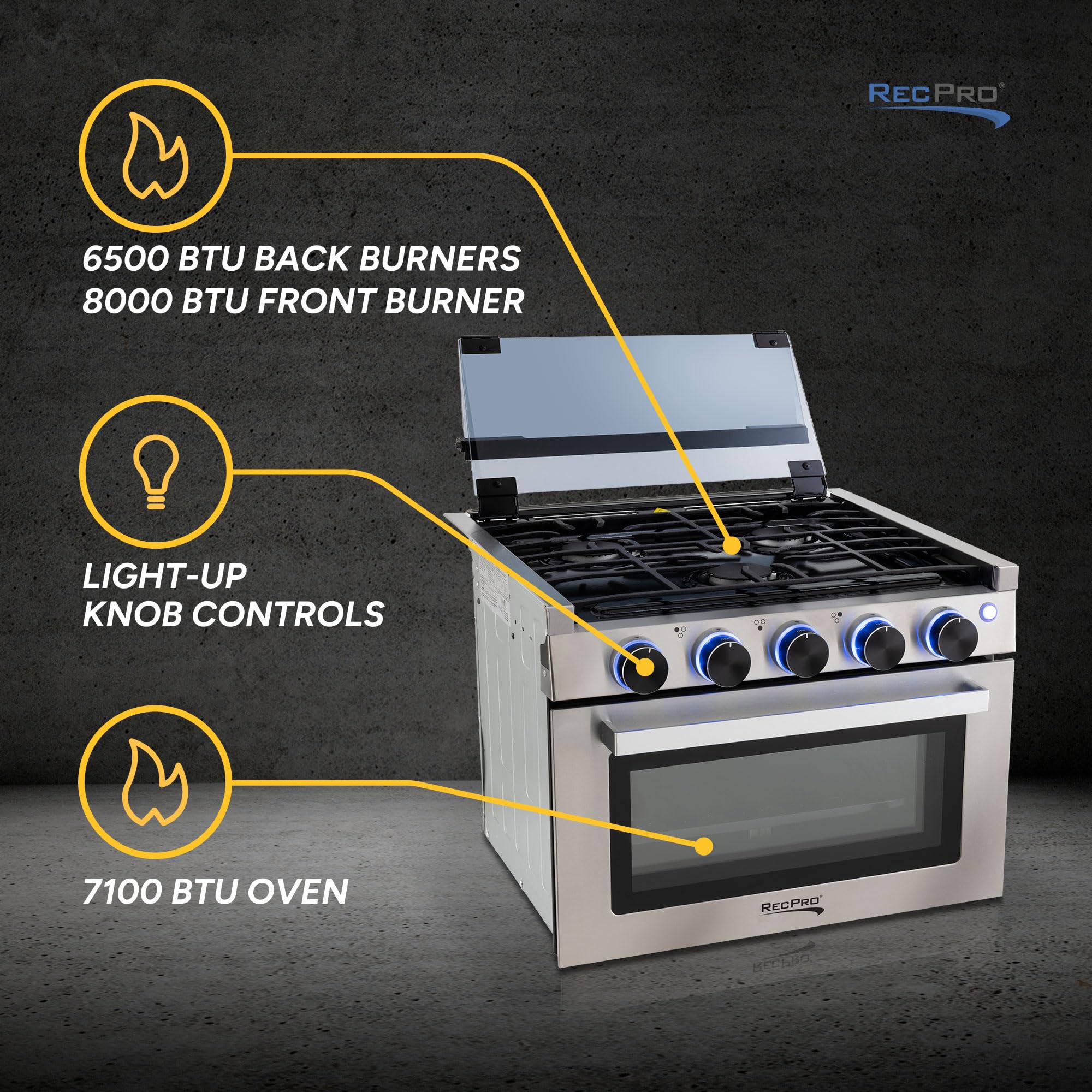 RecPro RV Stove Black Finish - 17