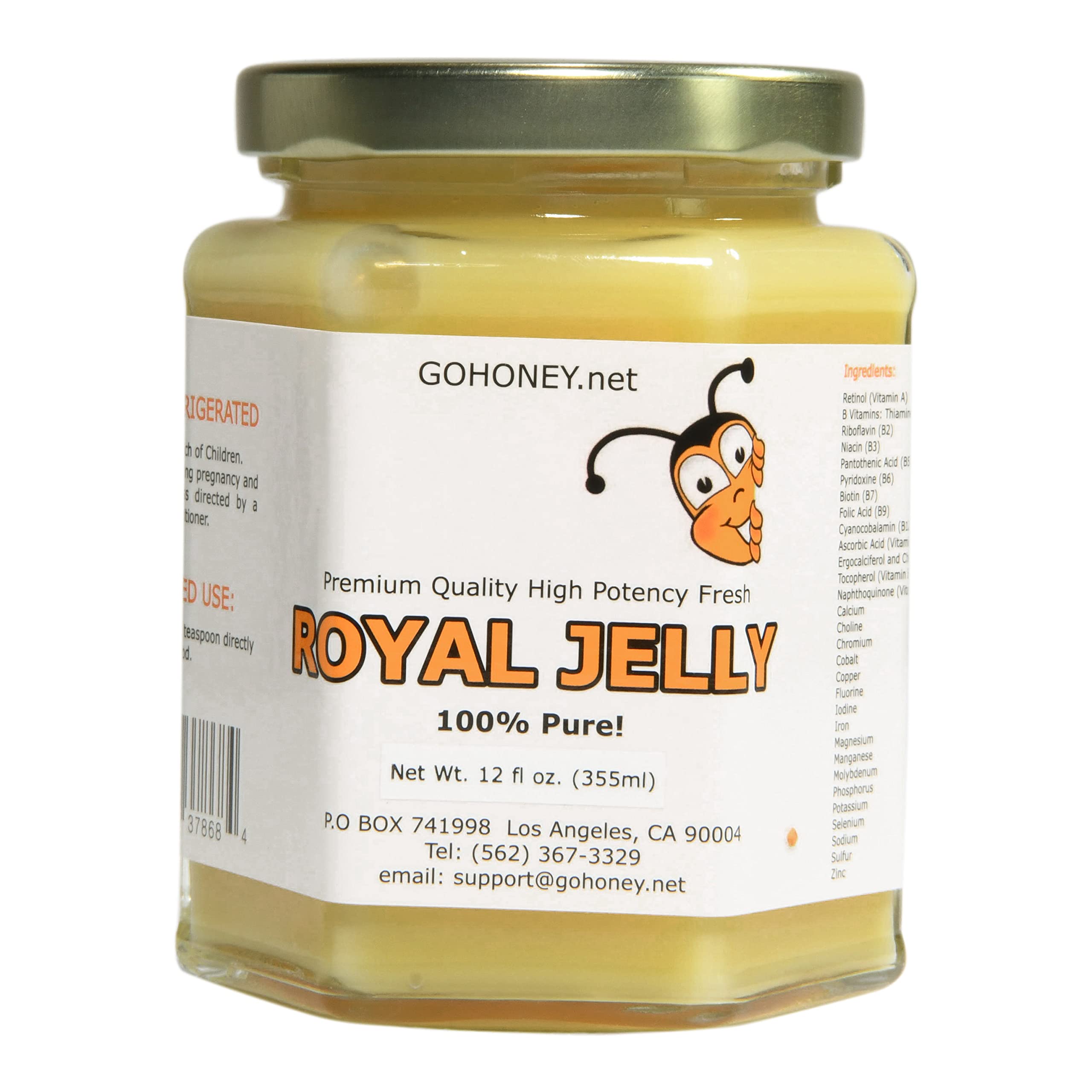 100% Pure Organic Fresh Royal Jelly Raw Unprocessed Natural High Potency - 12 oz Jar | Immune Support, Skin Care & Energy Boost | Perfect for Smoothies, Face Masks & Daily Wellness