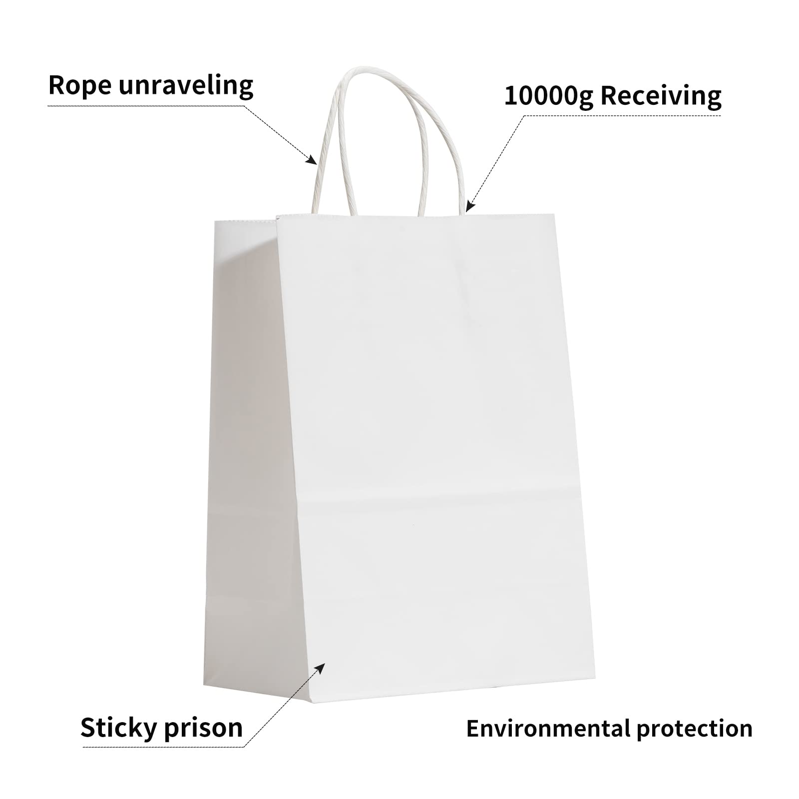 RACETOP 50Pcs Small White Gift Bags with Handles - 5.9