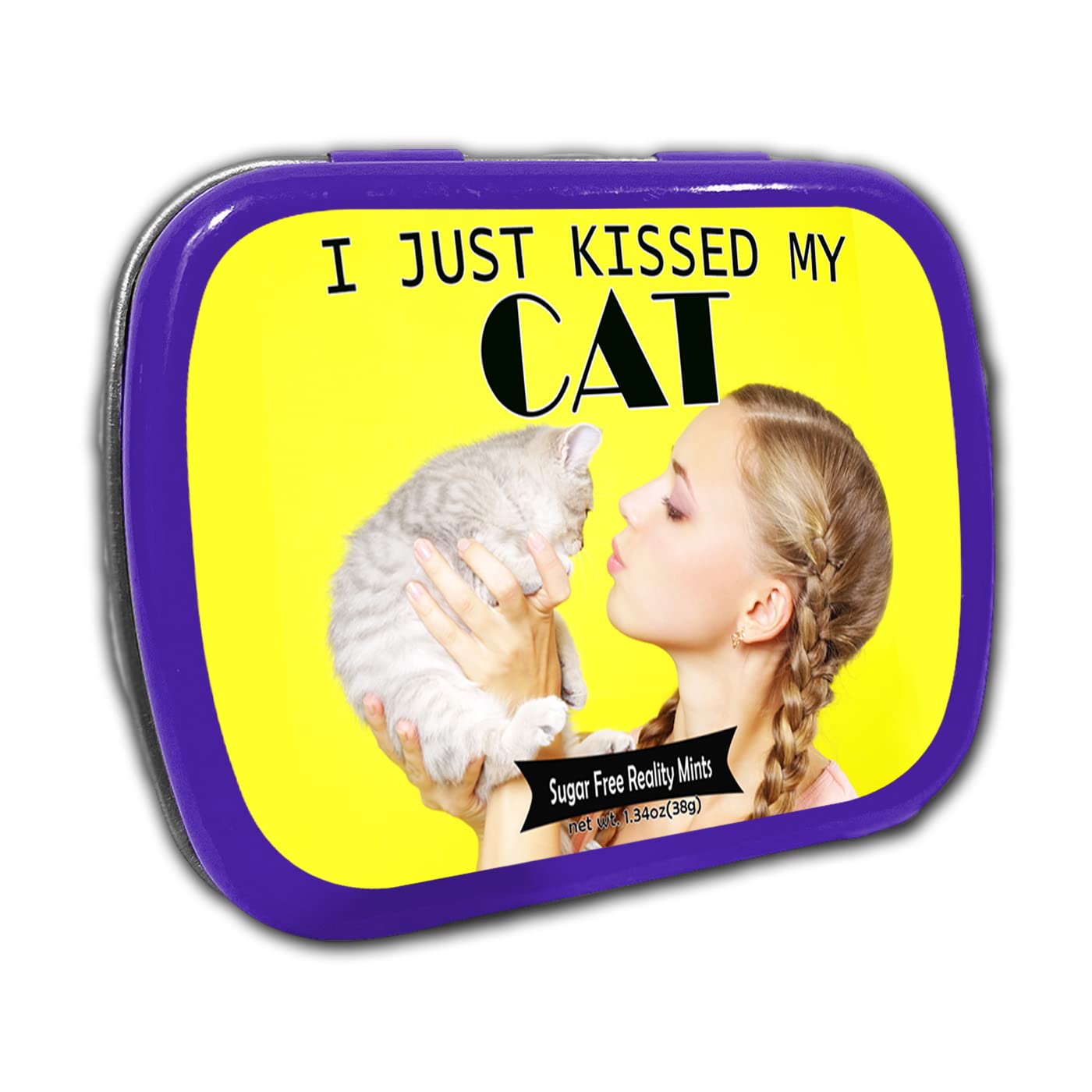 Funny 'I Just Kissed My Cat' Wintergreen Mints - Cute Gift for Cat Lovers & Crazy Cat Ladies - Novelty Mint Tins - Perfect Stocking Stuffers & Office Desk Treats for Cat People - Fresh Breath Mints by Gears Out - Great for Gifts, Parties & Everyday Use