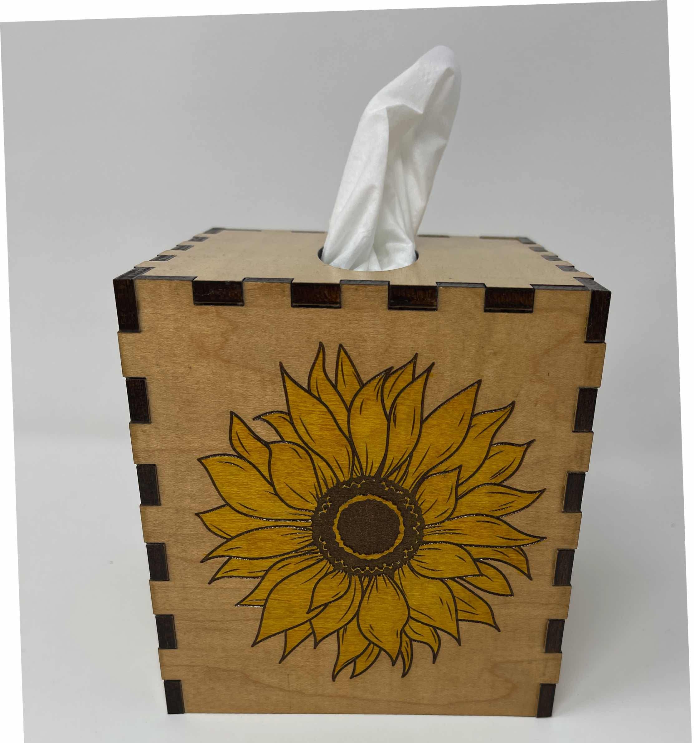 Sunflower Tissue Box Cover - Yellow Floral Decorative Tissue Holder for Home, Office, Bathroom | Cute Home Decor, Kitchen Countertop, Living Room Accessory