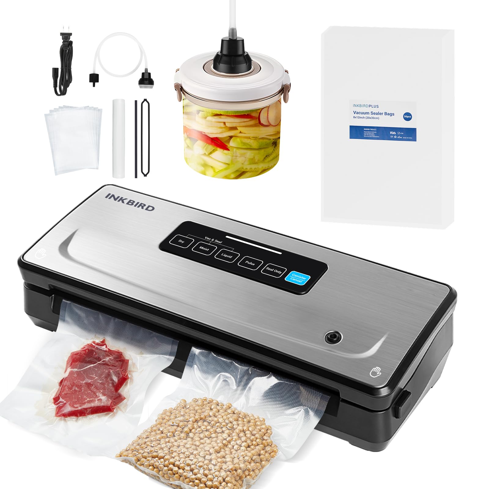 INKBIRD Vacuum Sealer Machine with 55pcs 8x12