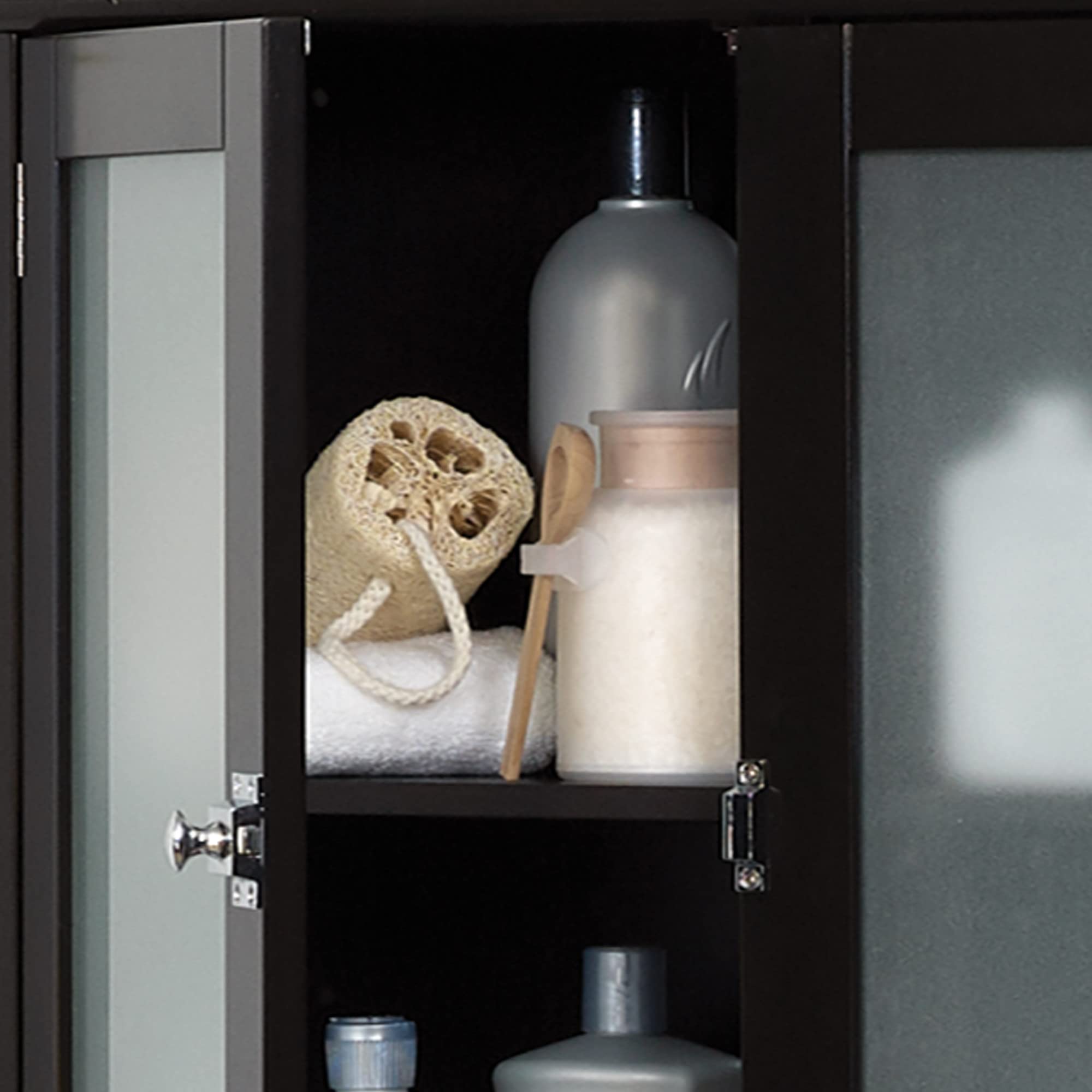 Zenna Home E8823CH Classic Over-the-Toilet Spacesaver Bathroom Storage with Glass Windows, Espresso Finish - Perfect for Small Bathrooms and Apartment Living