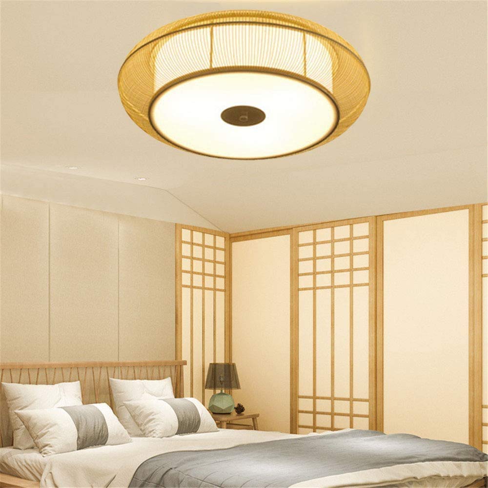 Vintage Bamboo Round Ceiling Light - 18