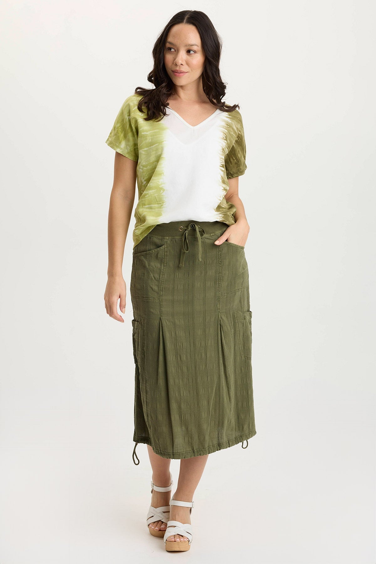 Ulysses Twill & Jersey Oversized V-Neck Top for Women - Comfortable Casual Wear for Everyday Outfits, Work, and Weekend Relaxation